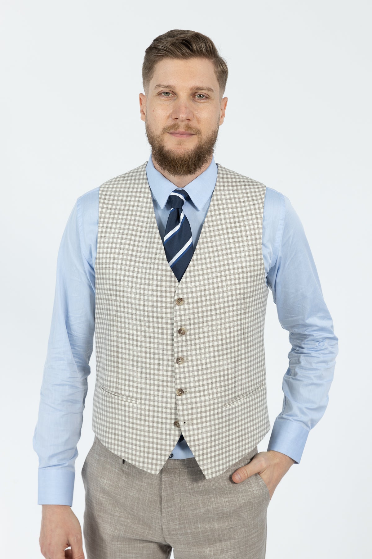 COSTUM CU VESTA SLIM FIT D'S DAMAT - Bej