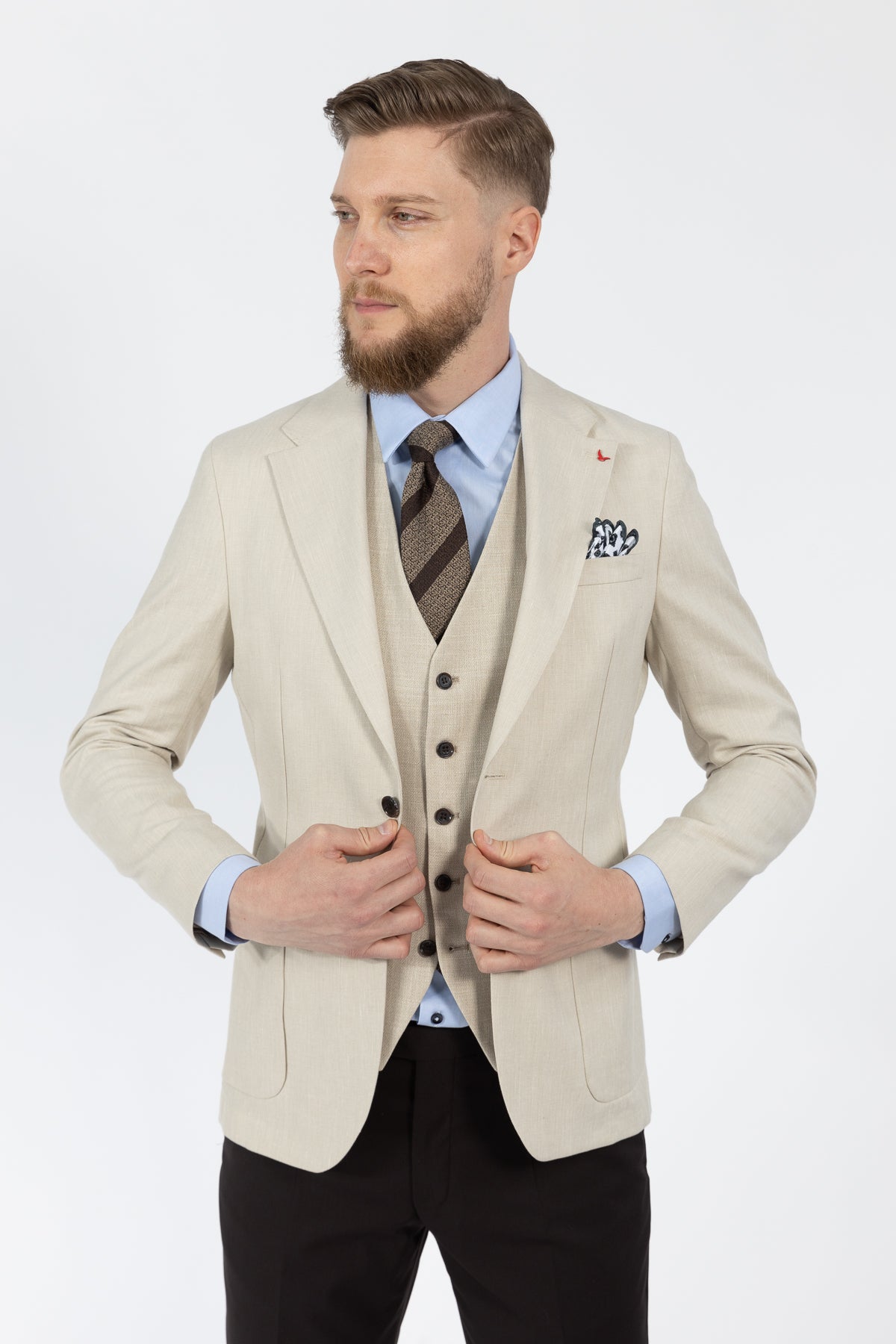 COSTUM CU VESTA SLIM FIT D'S DAMAT - Bej