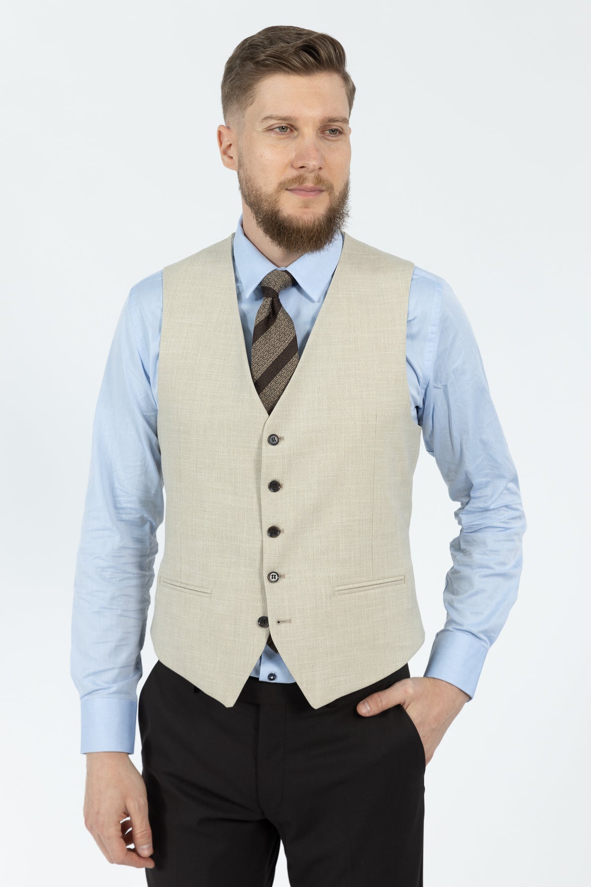 COSTUM CU VESTA SLIM FIT D'S DAMAT - Bej