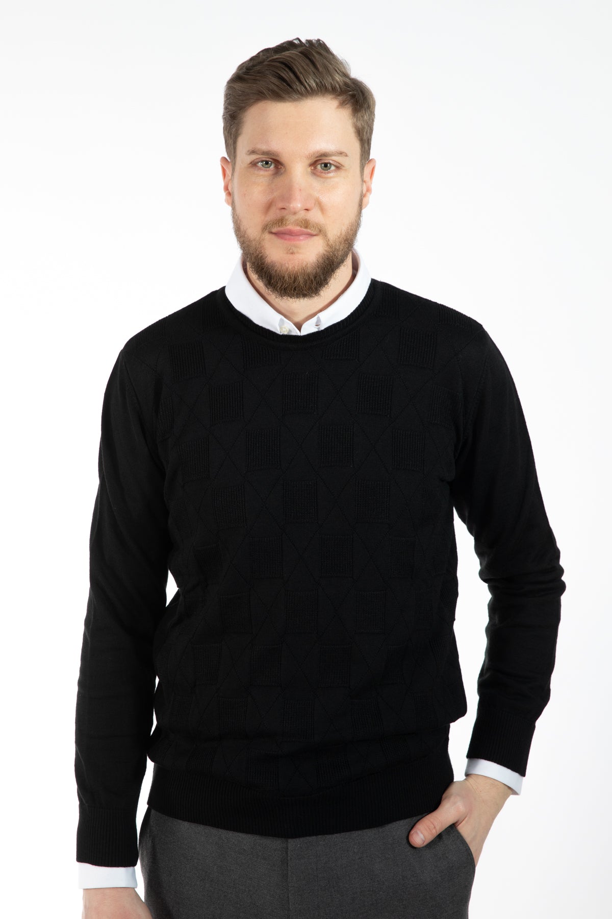 PULOVER REGULAR FIT D'S DAMAT - Negru