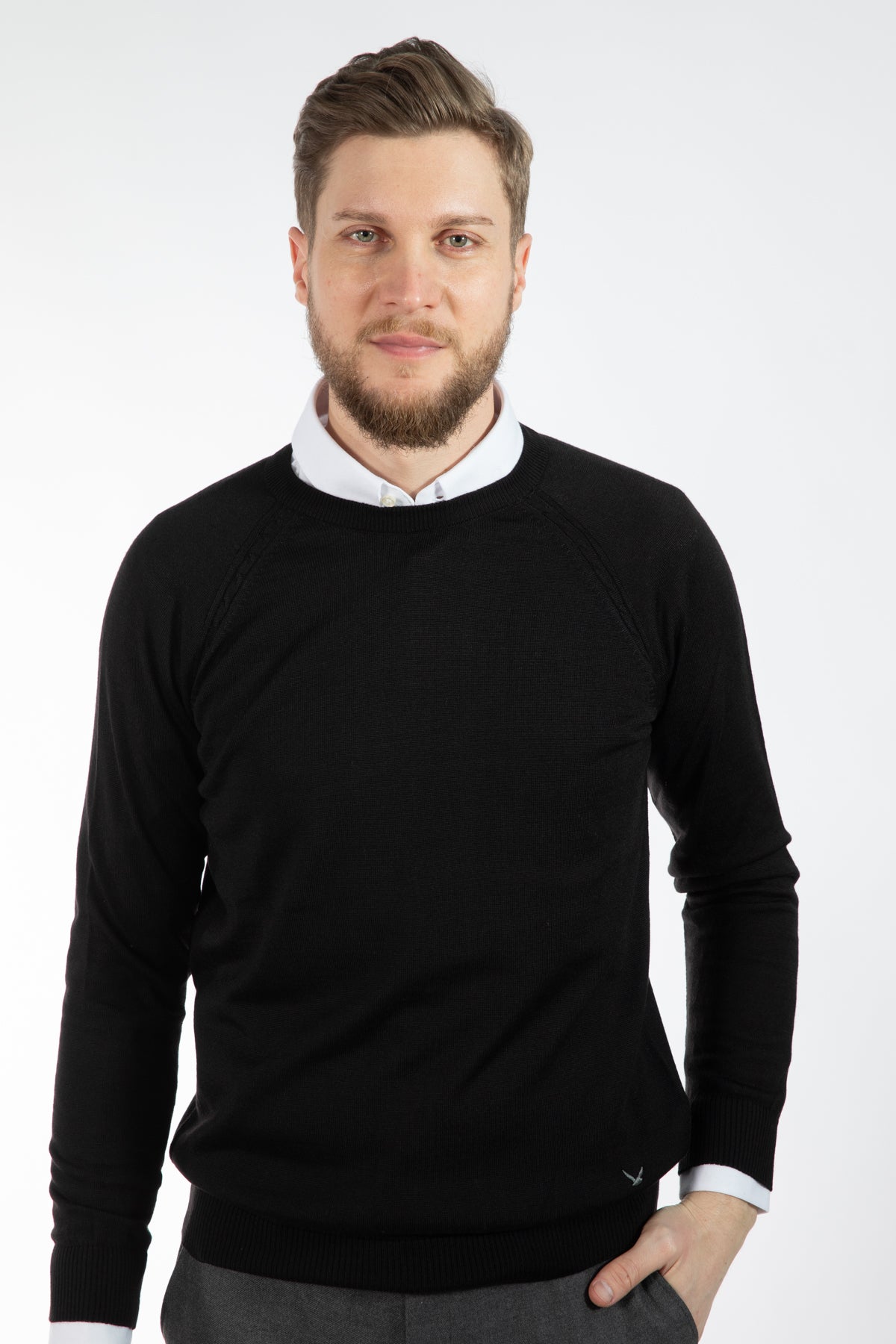 PULOVER REGULAR FIT D'S DAMAT - Negru