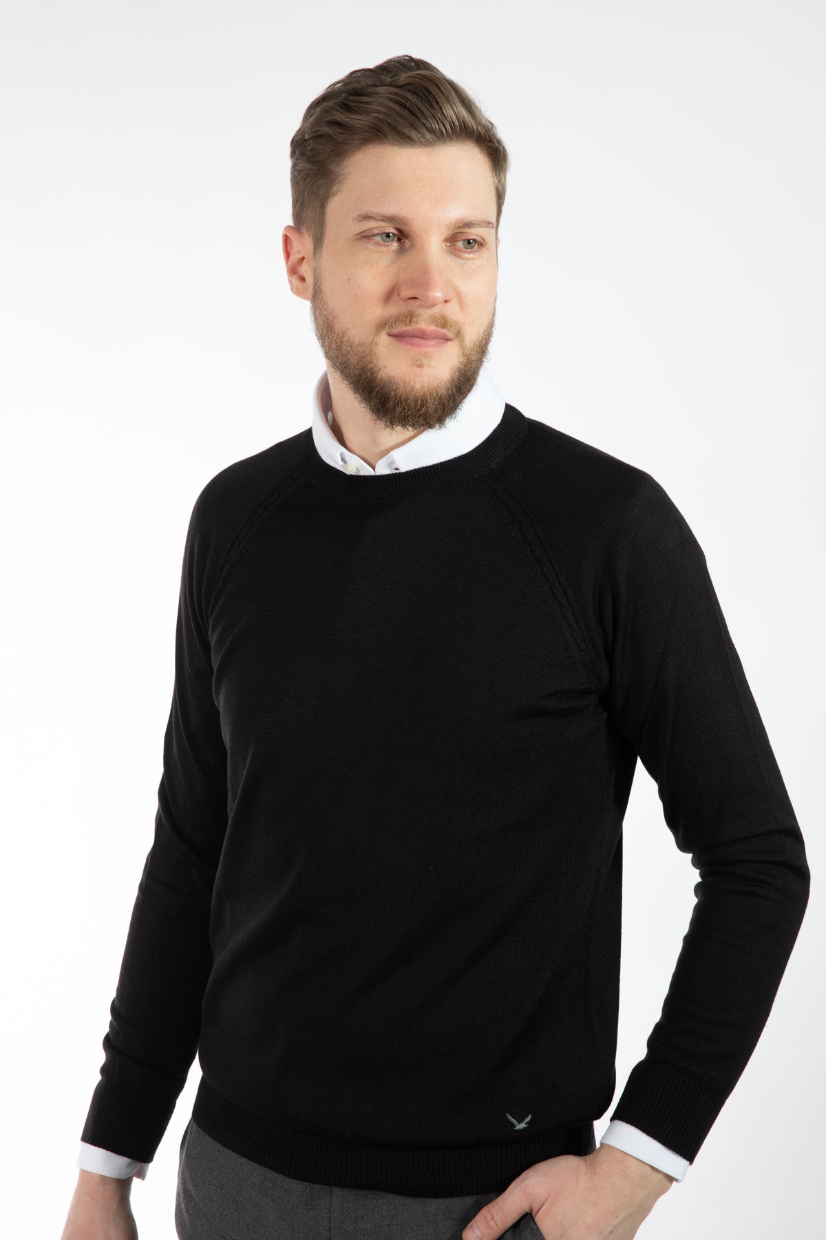 PULOVER REGULAR FIT D'S DAMAT - Negru