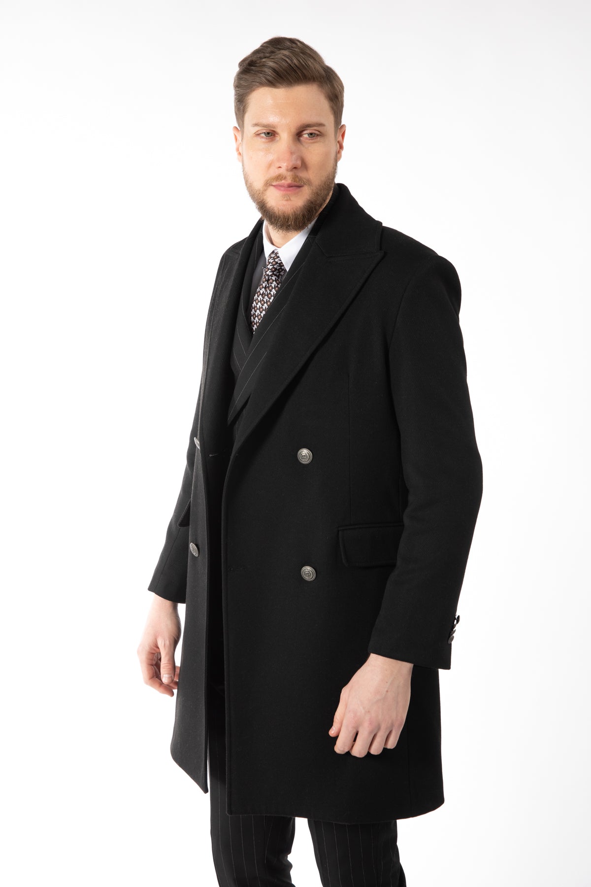 PALTON SLIM FIT D'S DAMAT - Negru