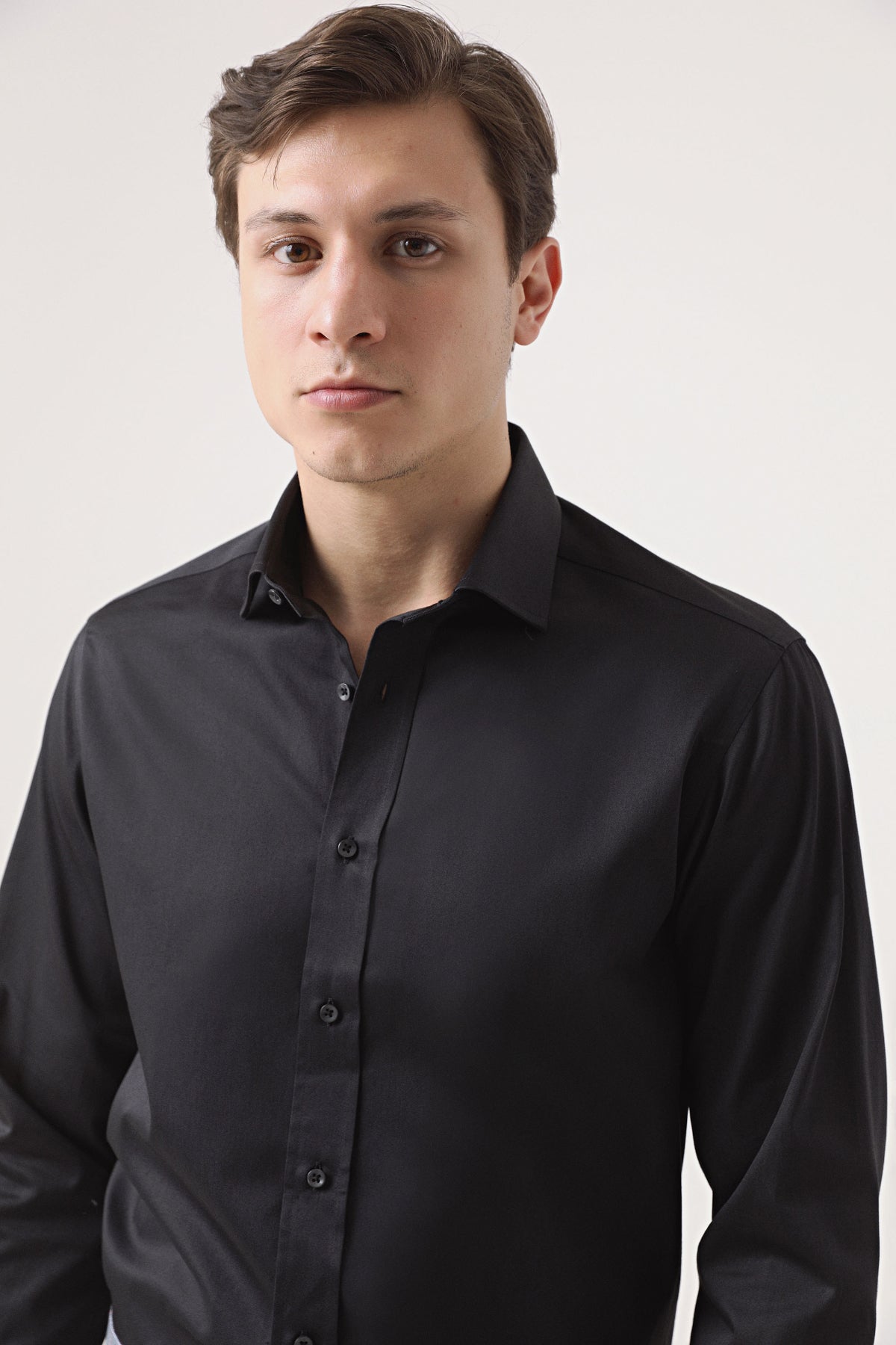 CAMASA CU BUTONI D'S DAMAT REGULAR FIT - Negru