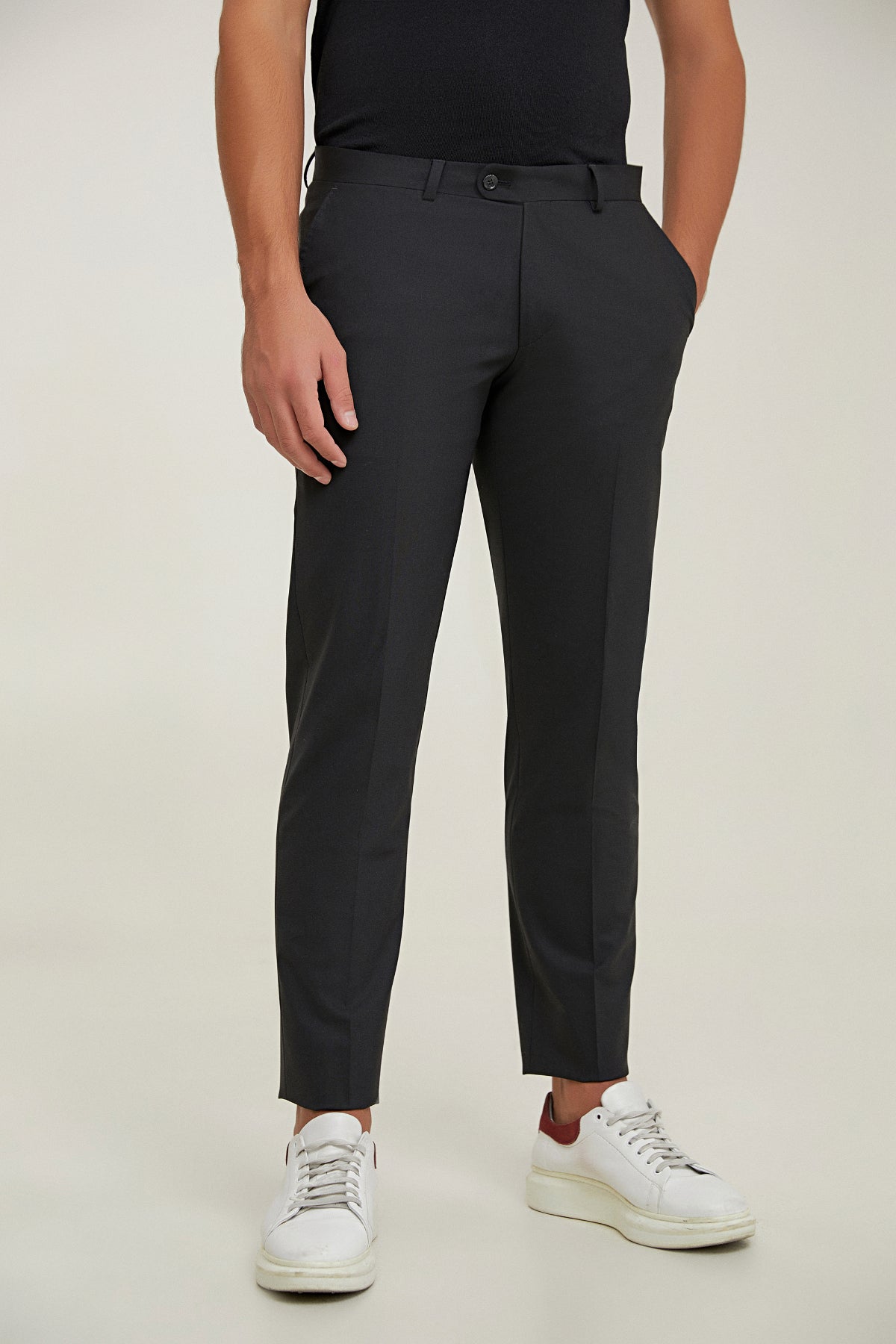 PANTALONI D'S DAMAT REGULAR FIT - Negru