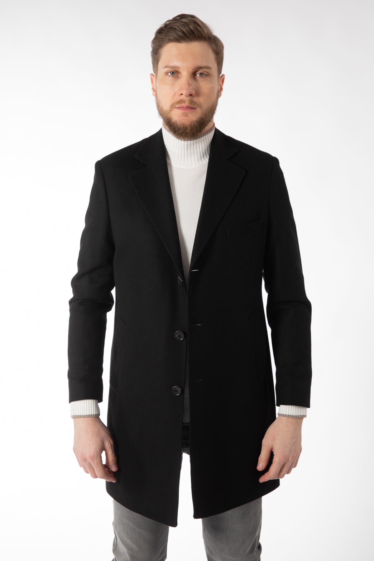 PALTON SLIM FIT D'S DAMAT - Negru