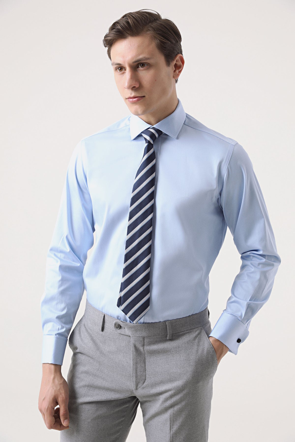 CAMASA CU BUTONI D'S DAMAT REGULAR FIT - Bleu