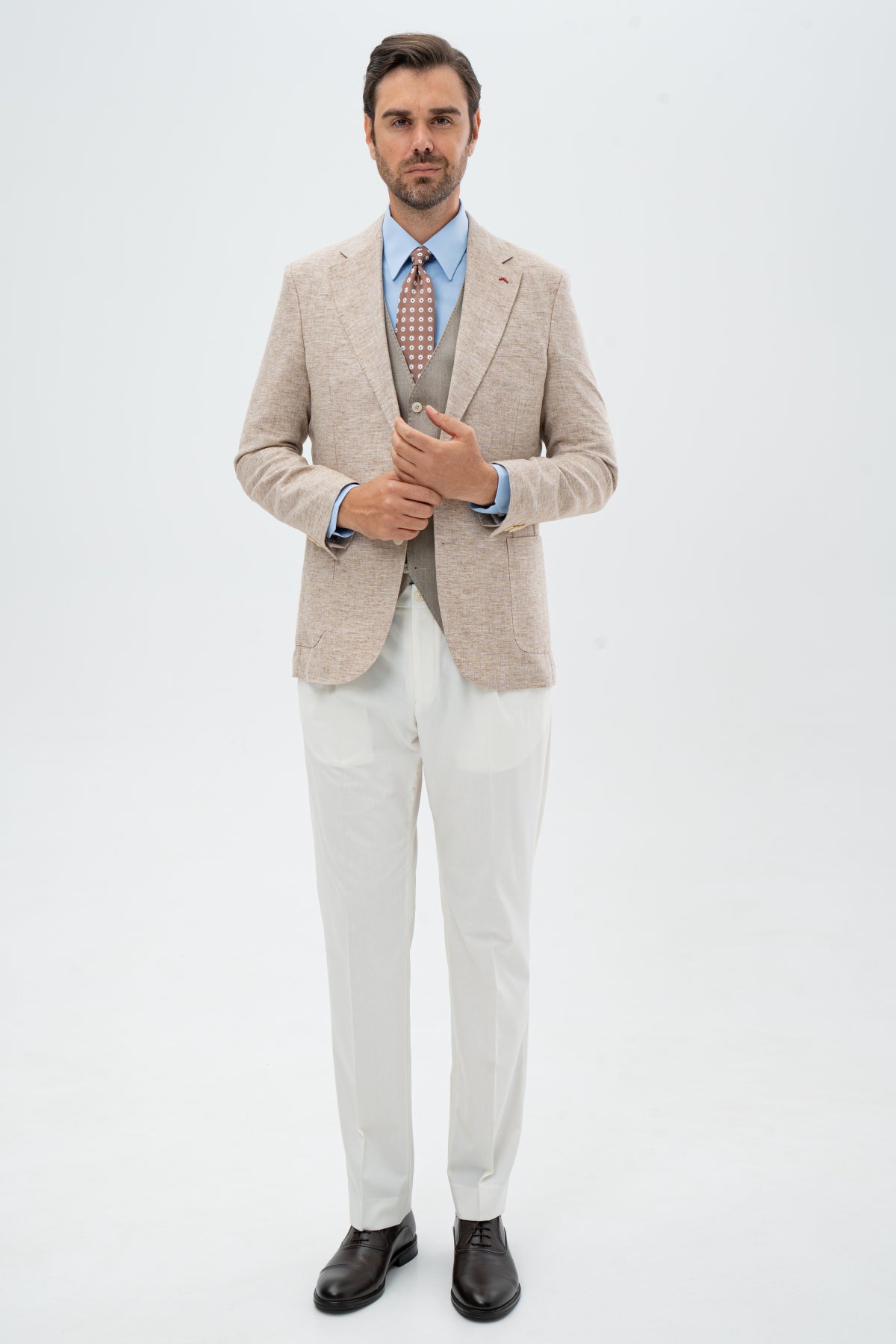 COSTUM CU VESTA SLIM FIT D'S DAMAT - Camel