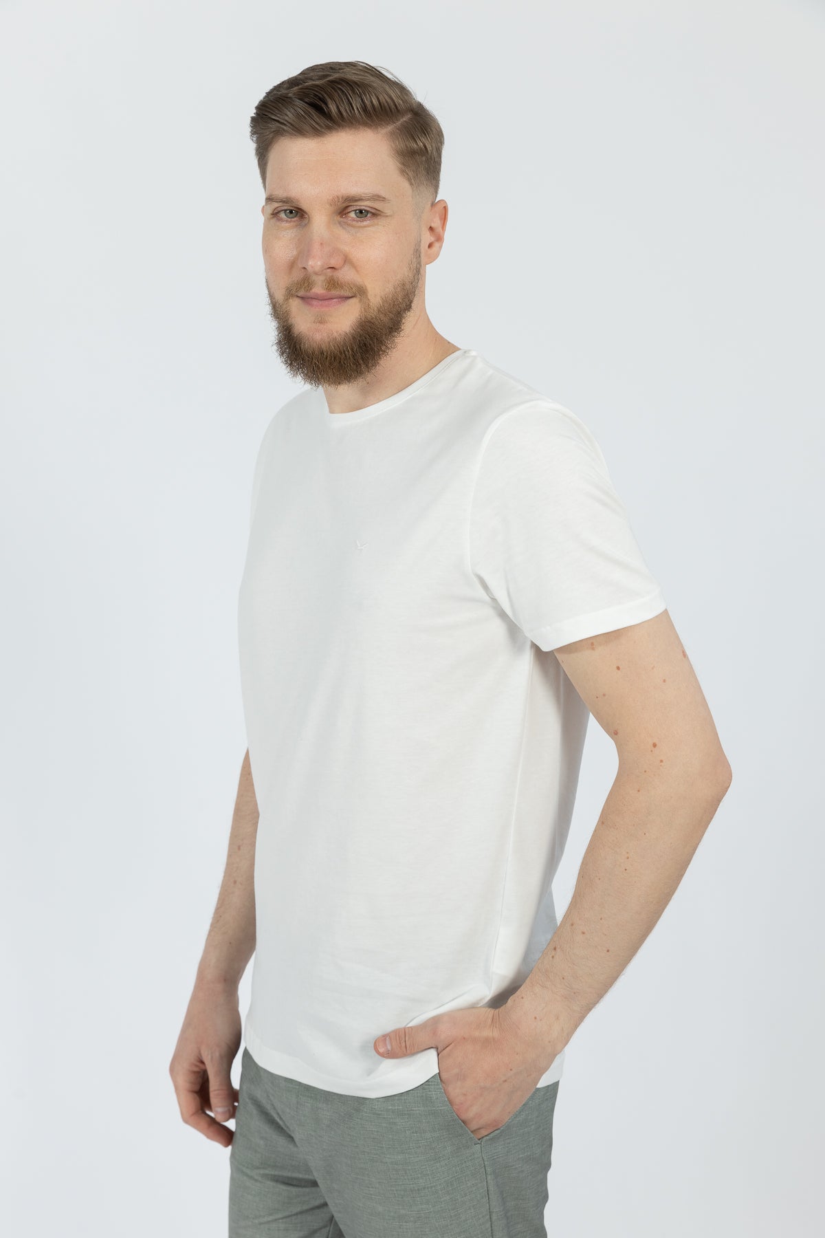 TRICOU SLIM FIT D'S DAMAT - Ecru