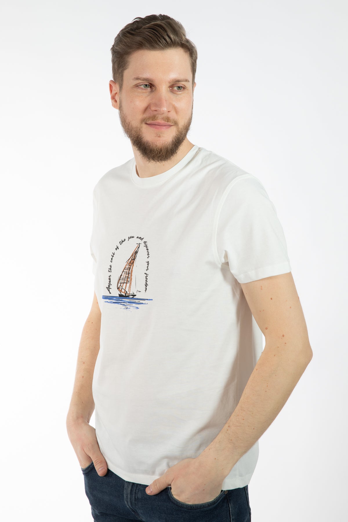 TRICOU REGULAR FIT D'S DAMAT - Ecru
