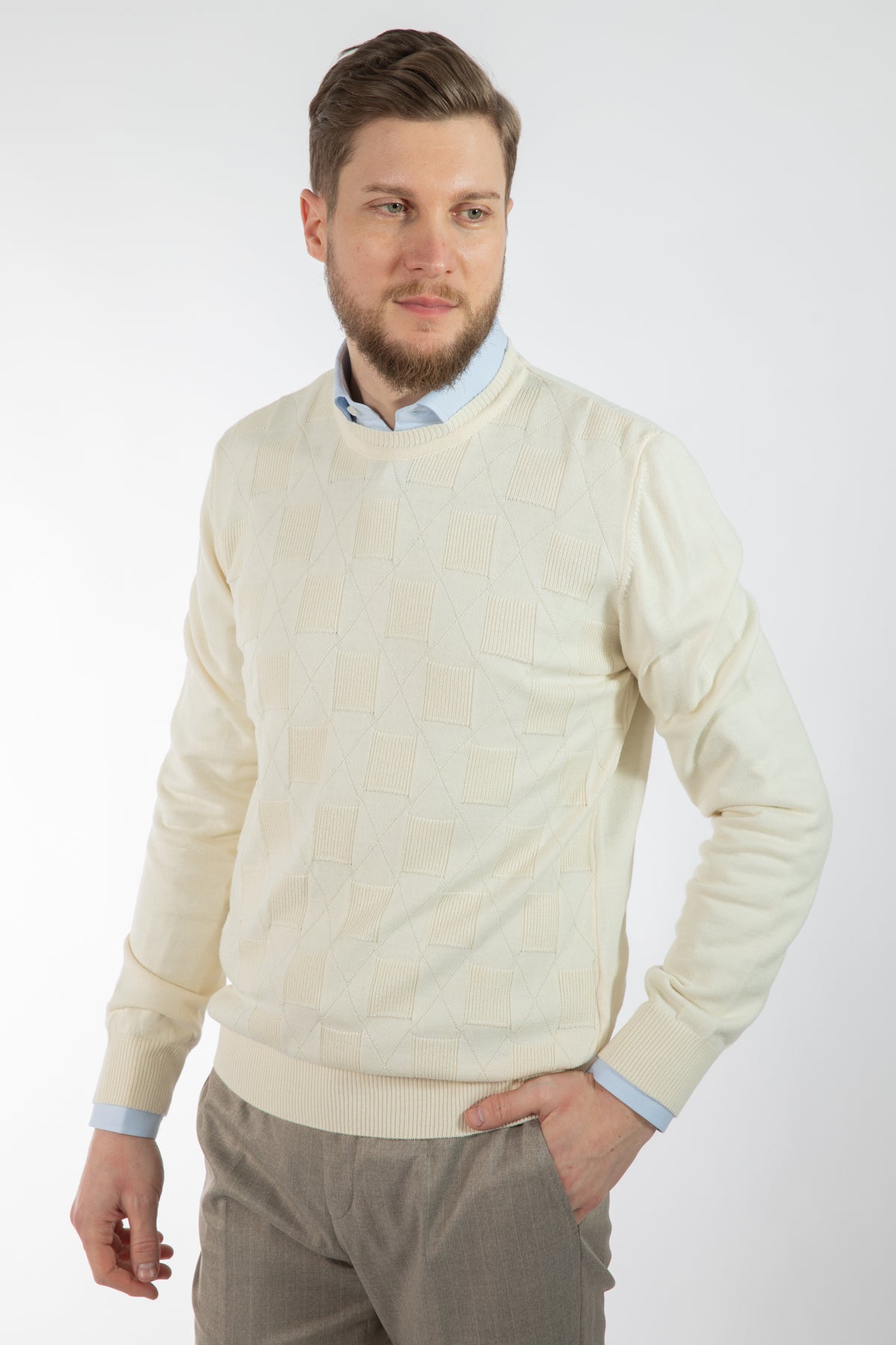 PULOVER REGULAR FIT D'S DAMAT - Ecru