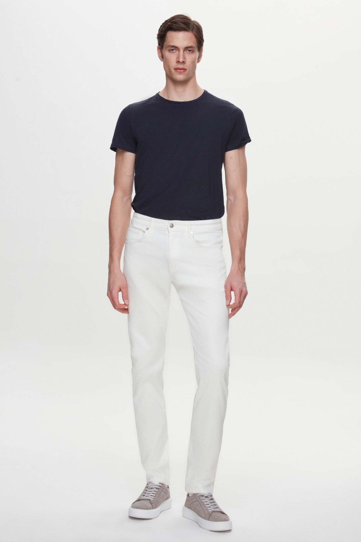 PANTALONI CASUAL SLIM FIT D'S DAMAT - Ecru