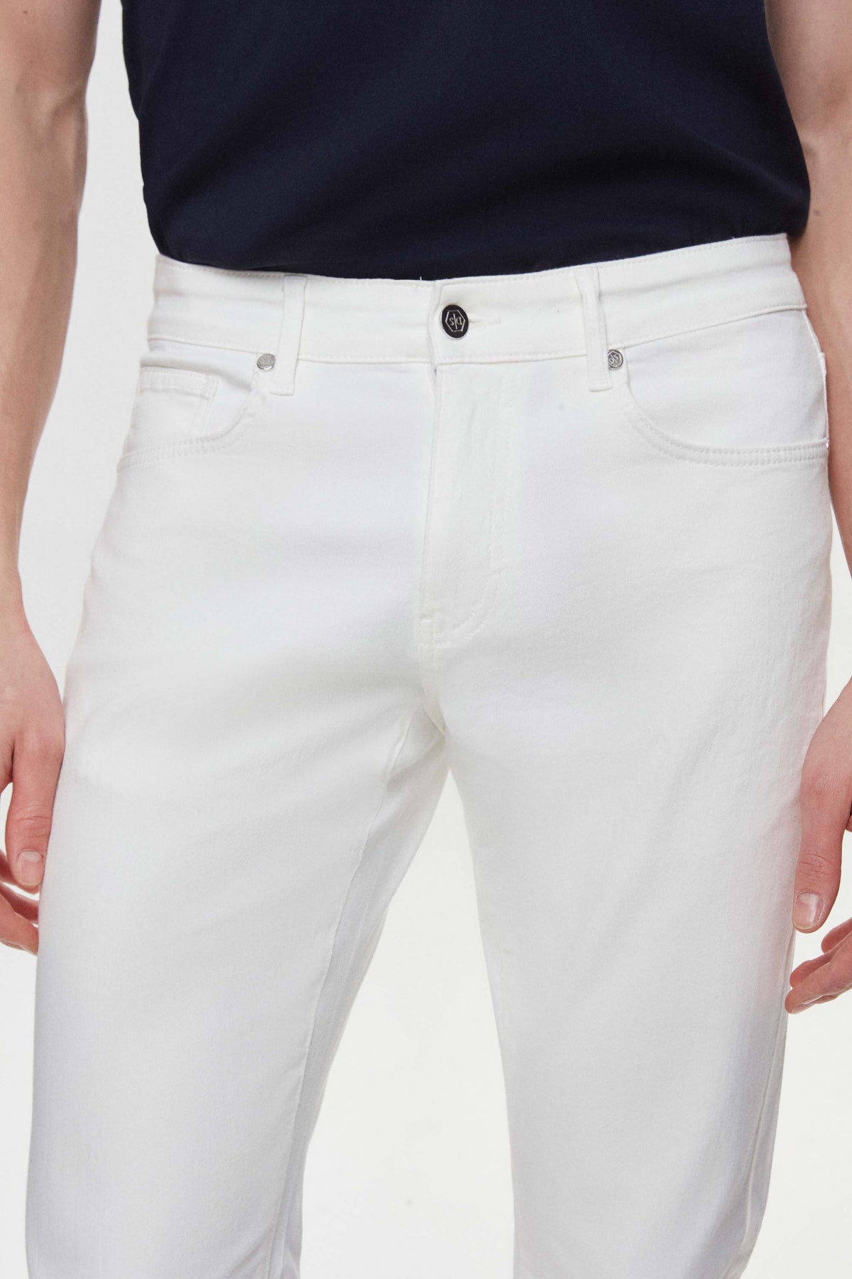 PANTALONI CASUAL SLIM FIT D'S DAMAT - Ecru