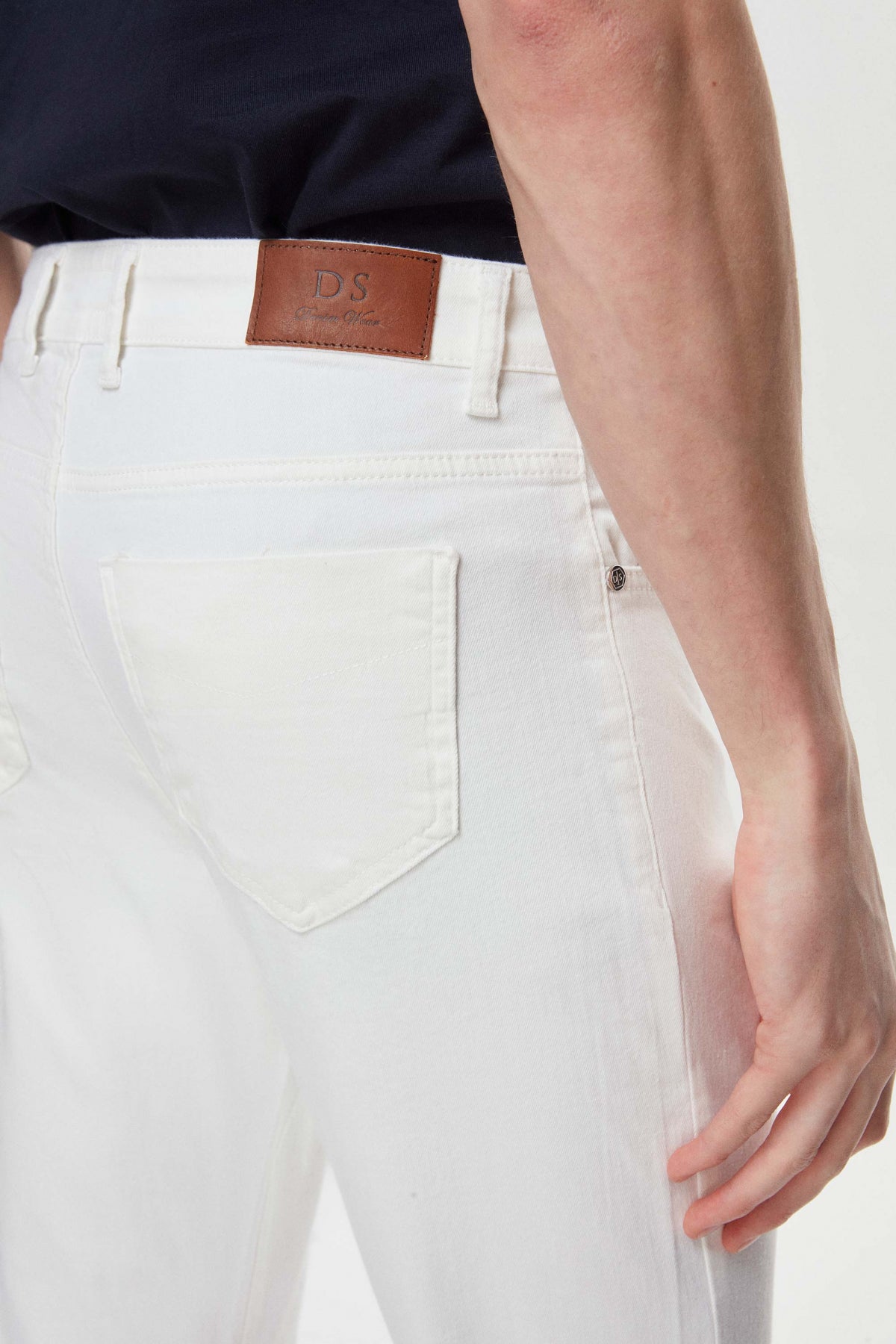 PANTALONI CASUAL SLIM FIT D'S DAMAT - Ecru