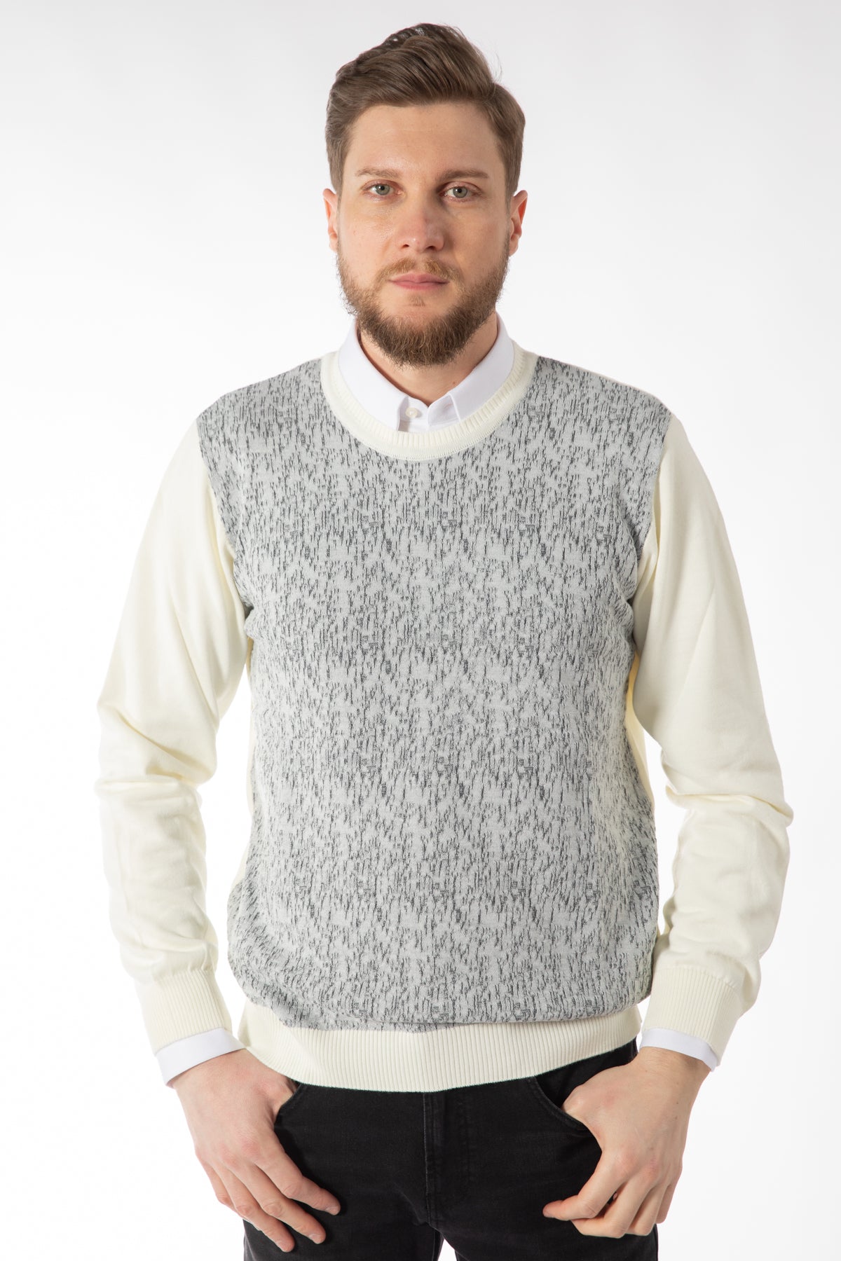 PULOVER REGULAR FIT D'S DAMAT - Ecru