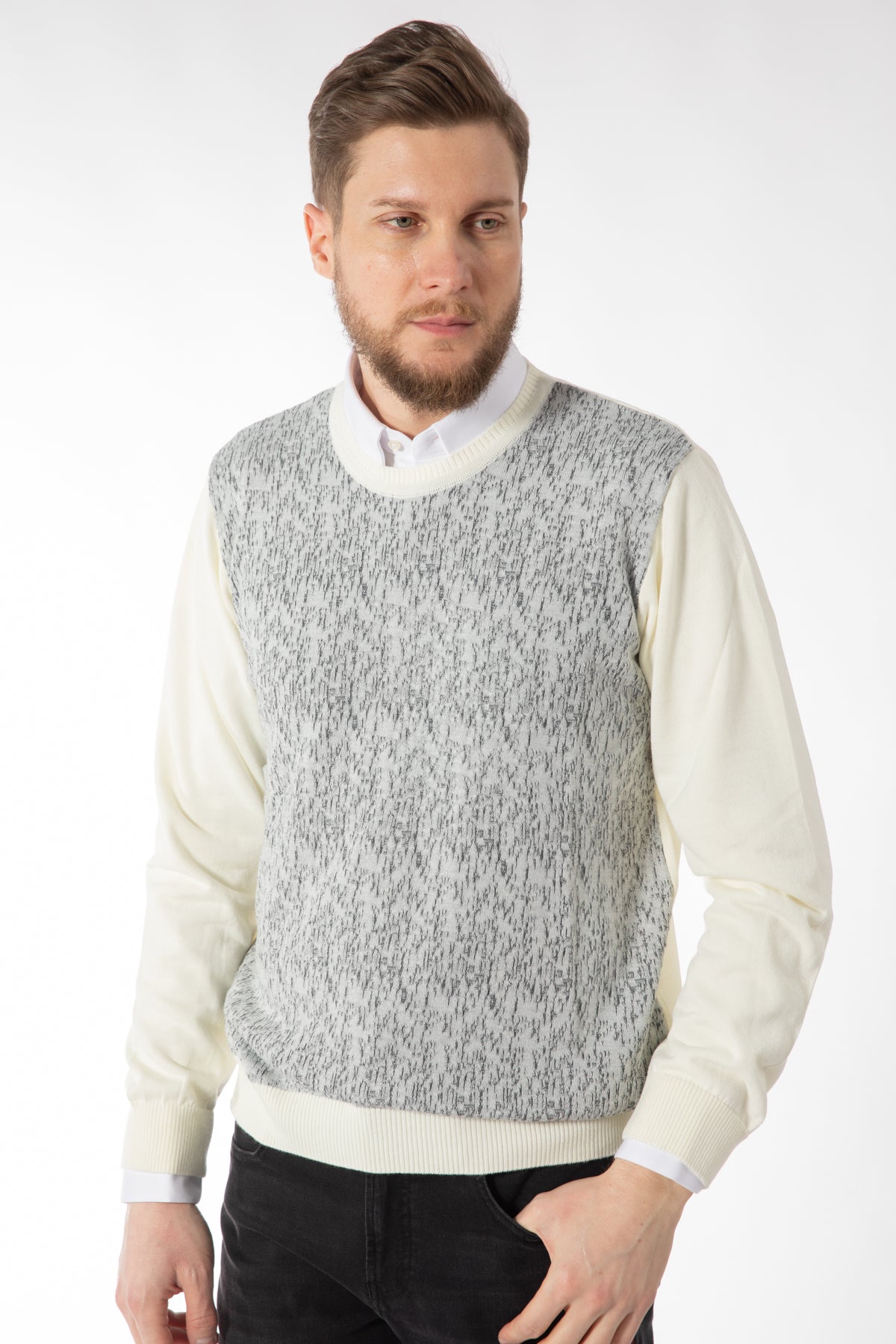 PULOVER REGULAR FIT D'S DAMAT - Ecru