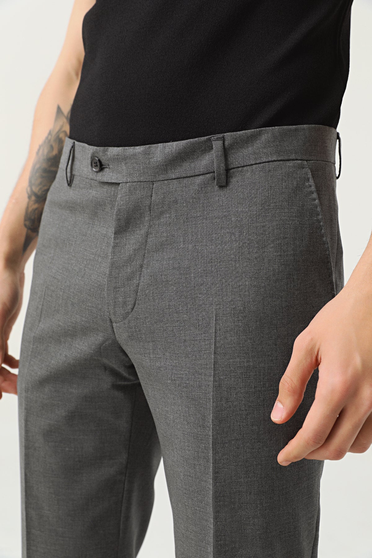 PANTALONI D'S DAMAT REGULAR FIT - Gri