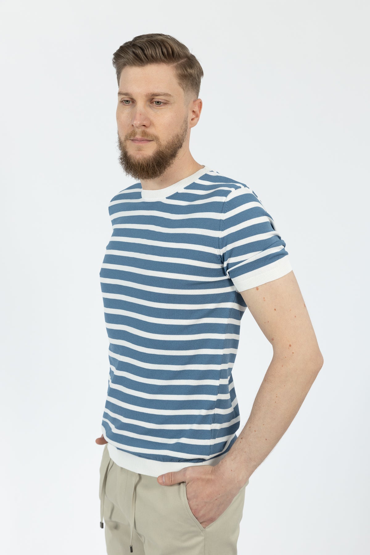 TRICOU SLIM FIT D'S DAMAT - Albastru