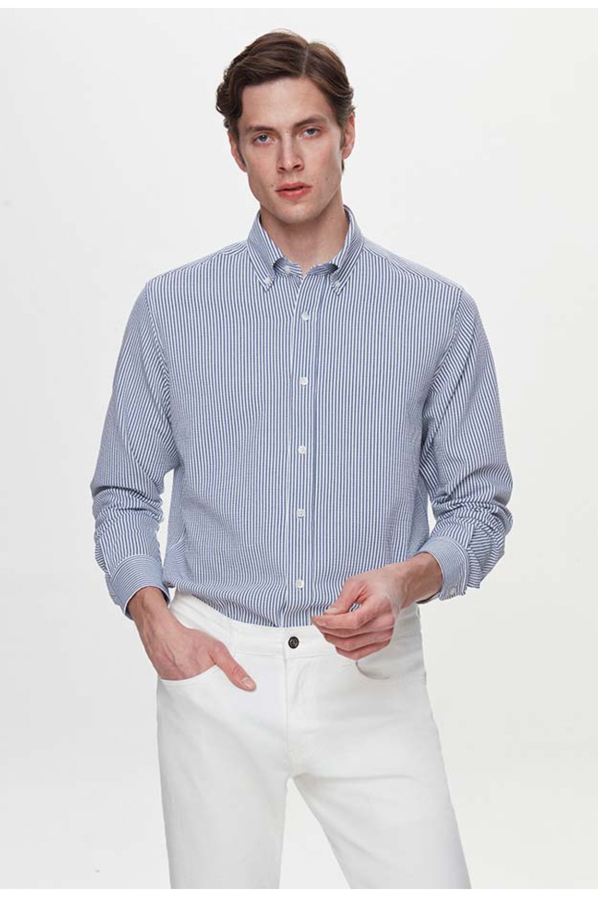 CAMASA CU DUNGI REGULAR FIT D'S DAMAT - Bleumarin