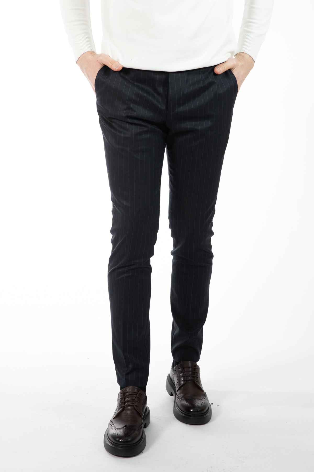 PANTALONI SLIM FIT D'S DAMAT - Bleumarin