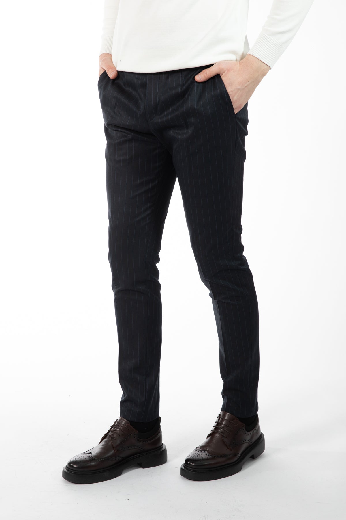 PANTALONI SLIM FIT D'S DAMAT - Bleumarin