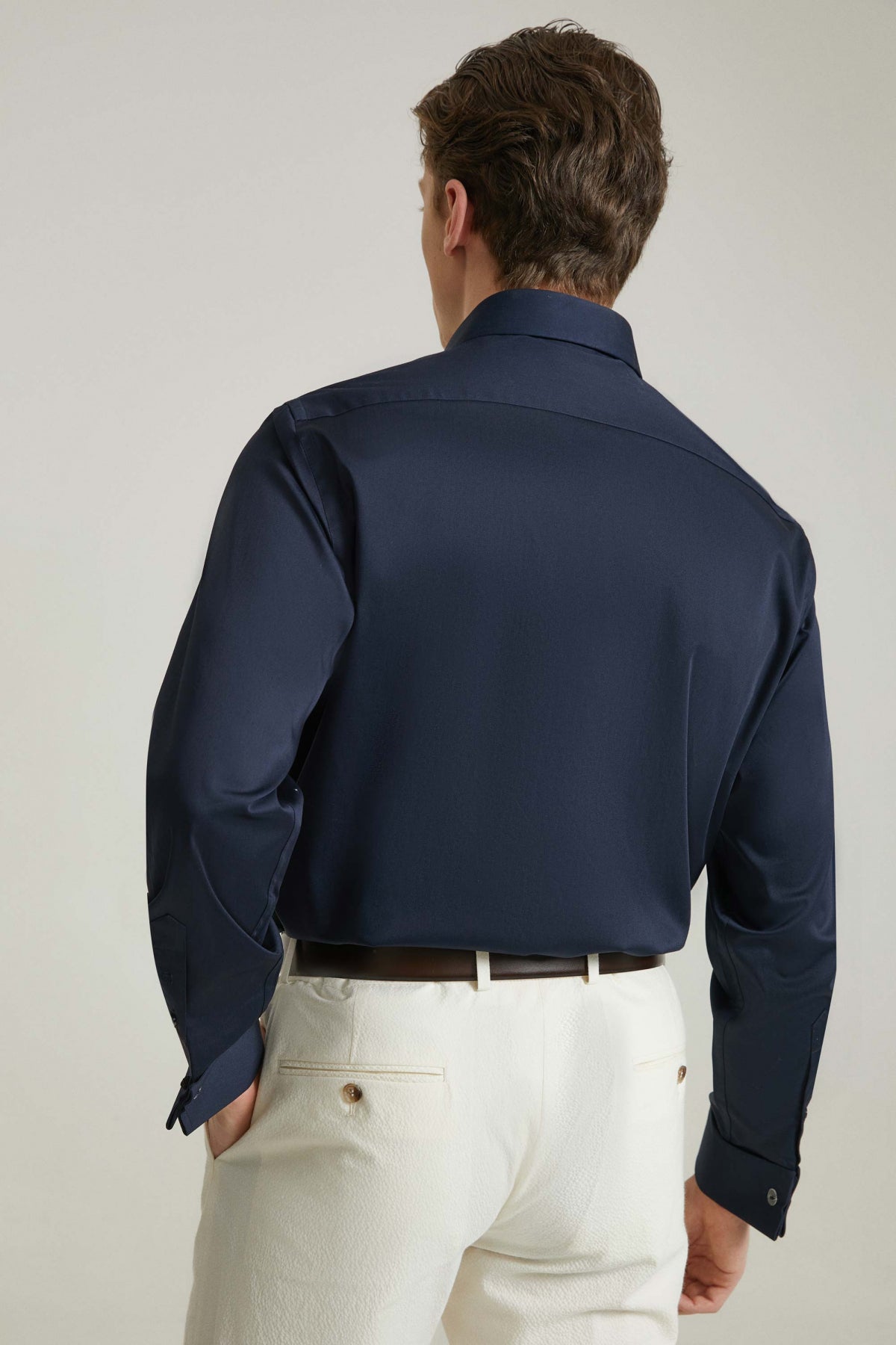 CAMASA CU BUTONI D'S DAMAT REGULAR FIT - Bleumarin