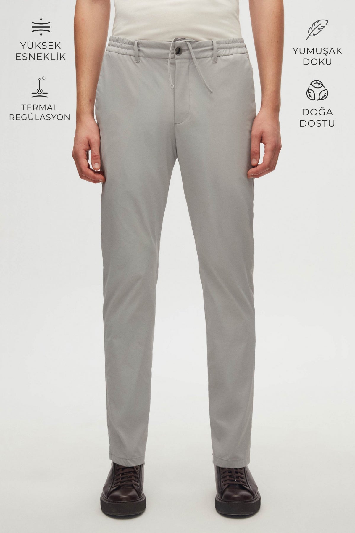 PANTALONI CASUAL SLIM FIT D'S DAMAT - Piatră