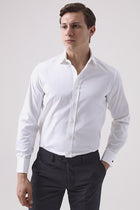 CAMASA CU BUTONI D'S DAMAT REGULAR FIT - Alb