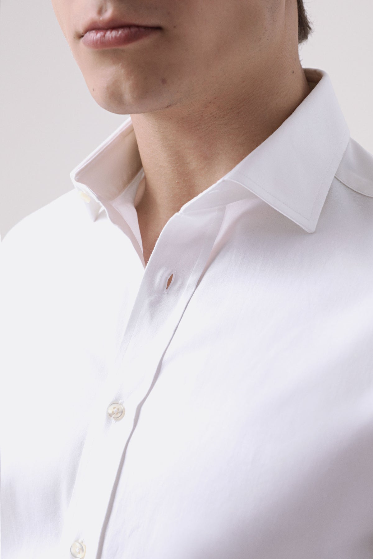 CAMASA CU BUTONI D'S DAMAT REGULAR FIT - Alb