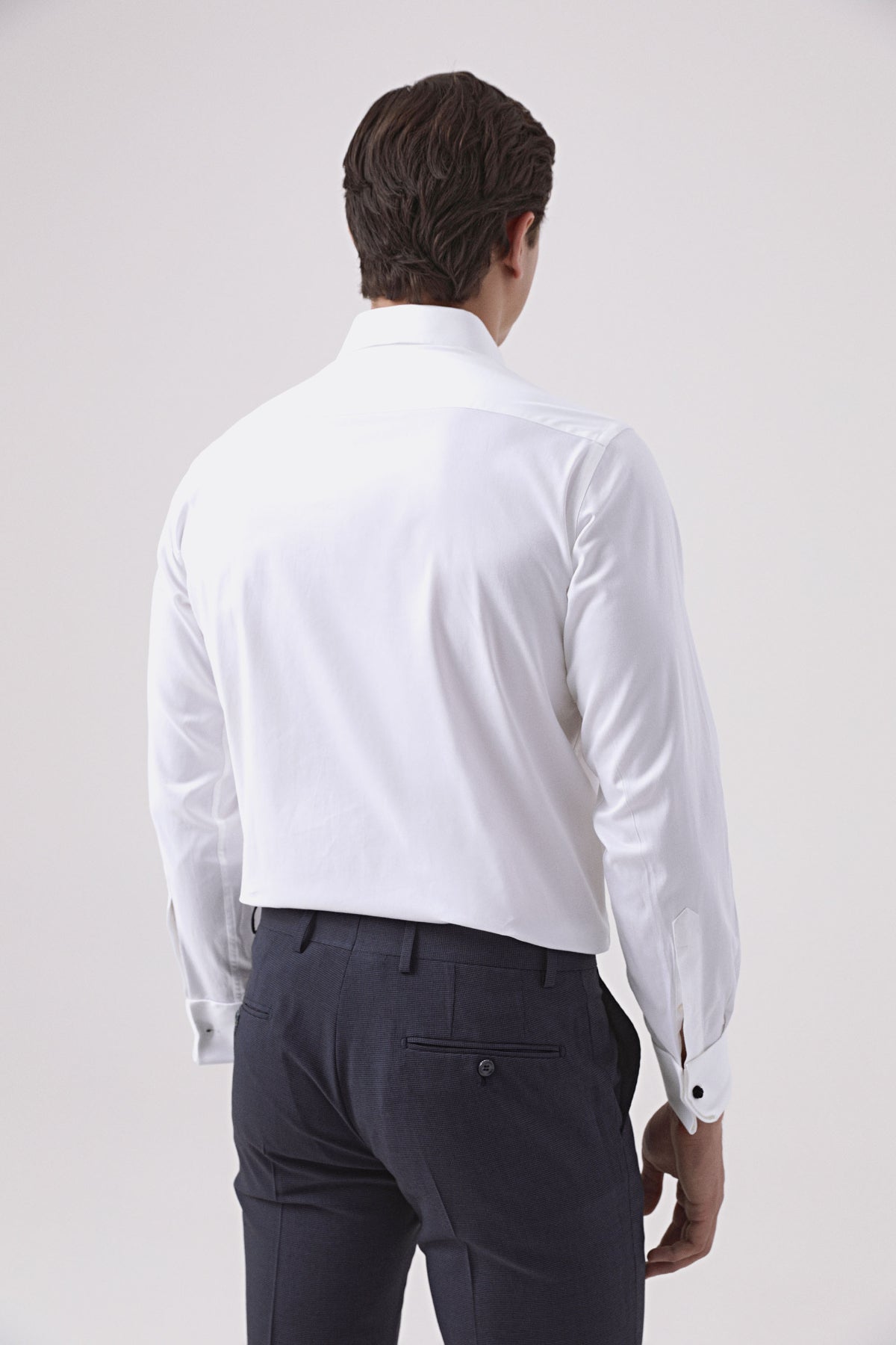 CAMASA CU BUTONI D'S DAMAT REGULAR FIT - Alb