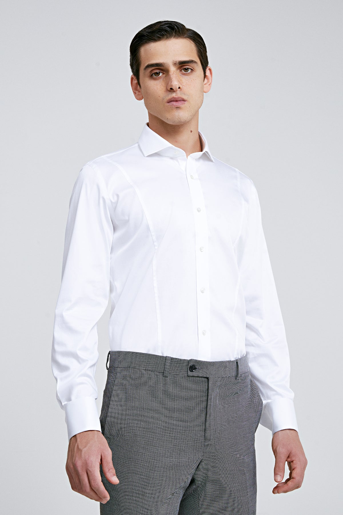 CAMASA CU BUTONI D'S DAMAT SLIM FIT - Alb