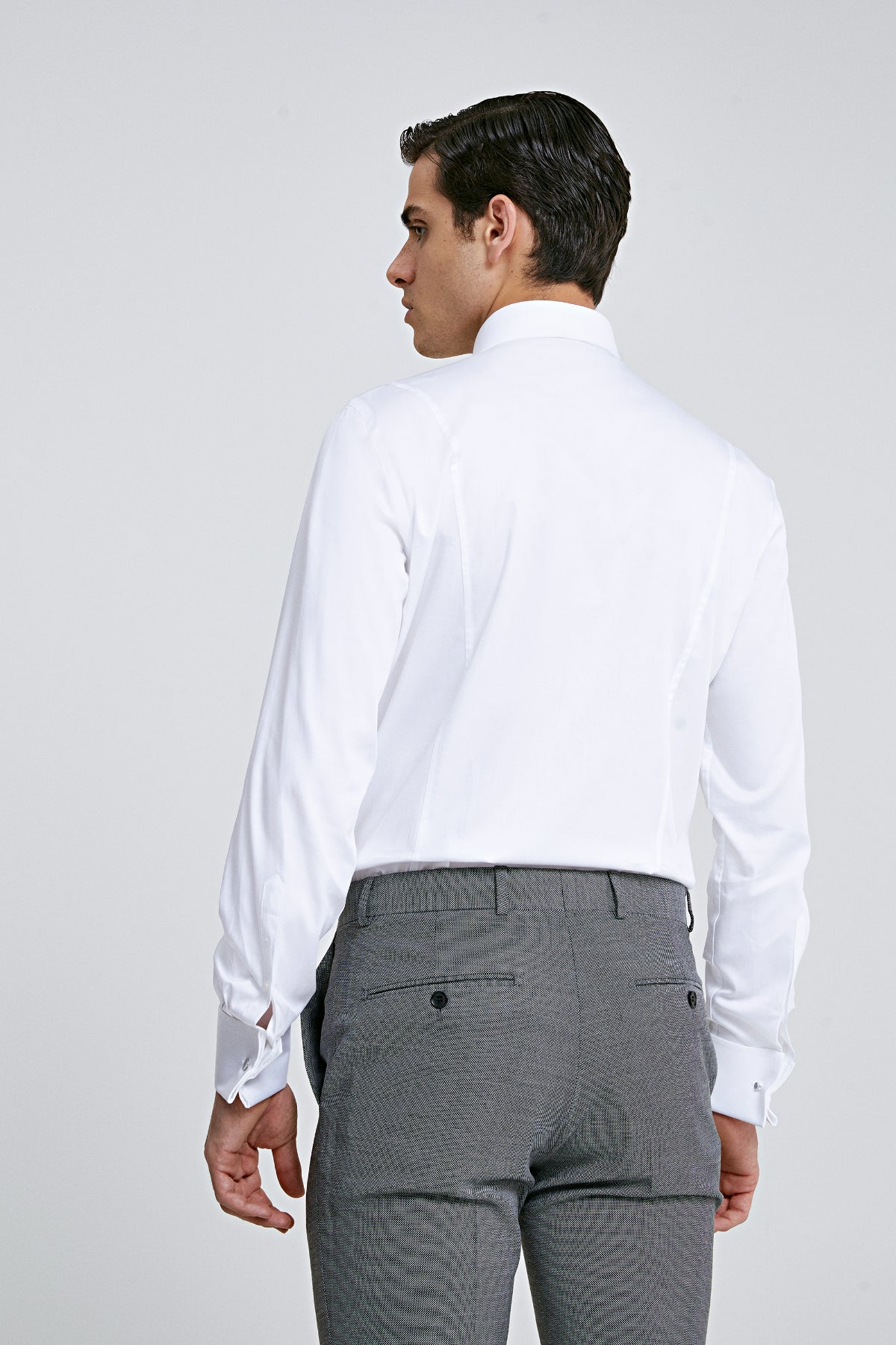 CAMASA CU BUTONI D'S DAMAT SLIM FIT - Alb