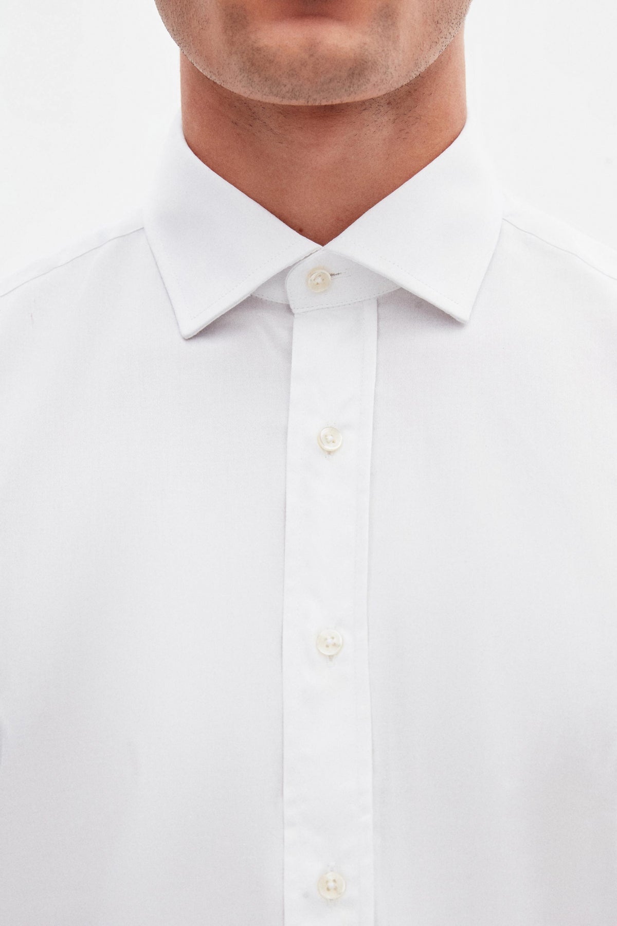 CAMASA CU BUTONI D'S DAMAT REGULAR FIT - Alb