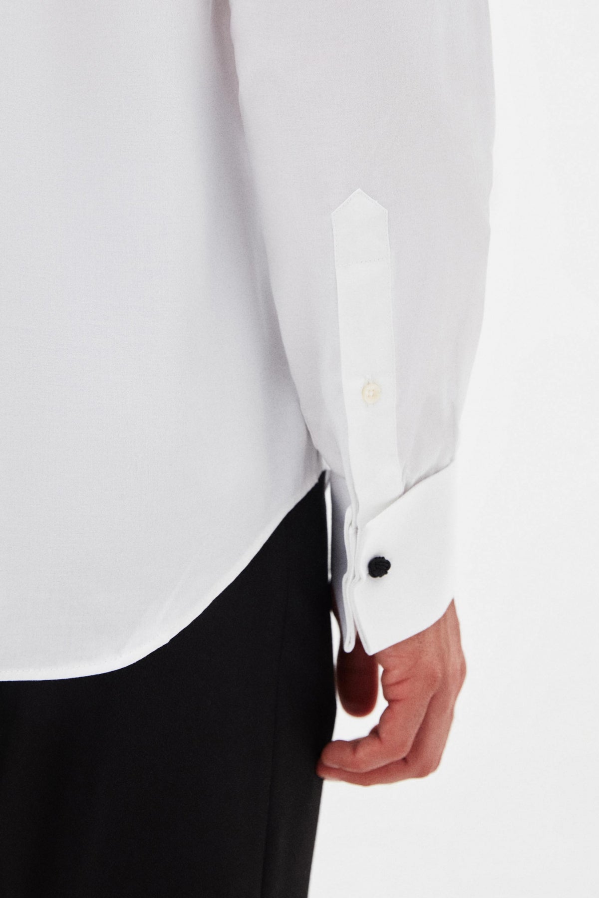 CAMASA CU BUTONI D'S DAMAT REGULAR FIT - Alb