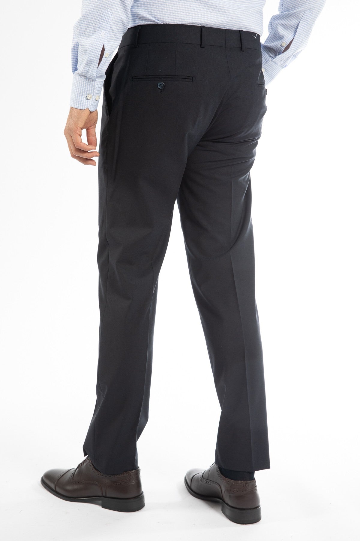 PANTALONI D'S DAMAT REGULAR FIT - Bleumarin
