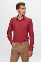CAMASA SLIM FIT TWN  - Bordo