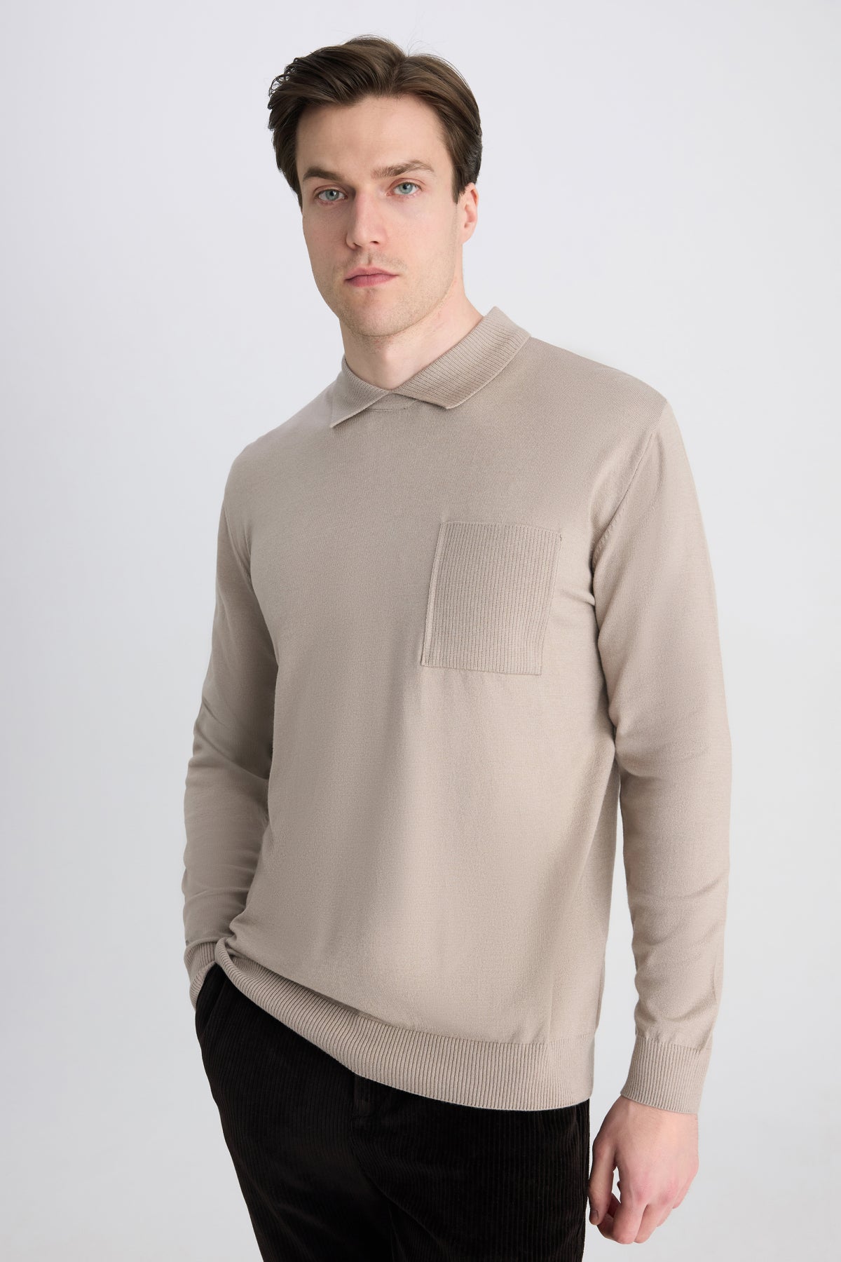 PULOVER SLIM FIT TWN - Bej