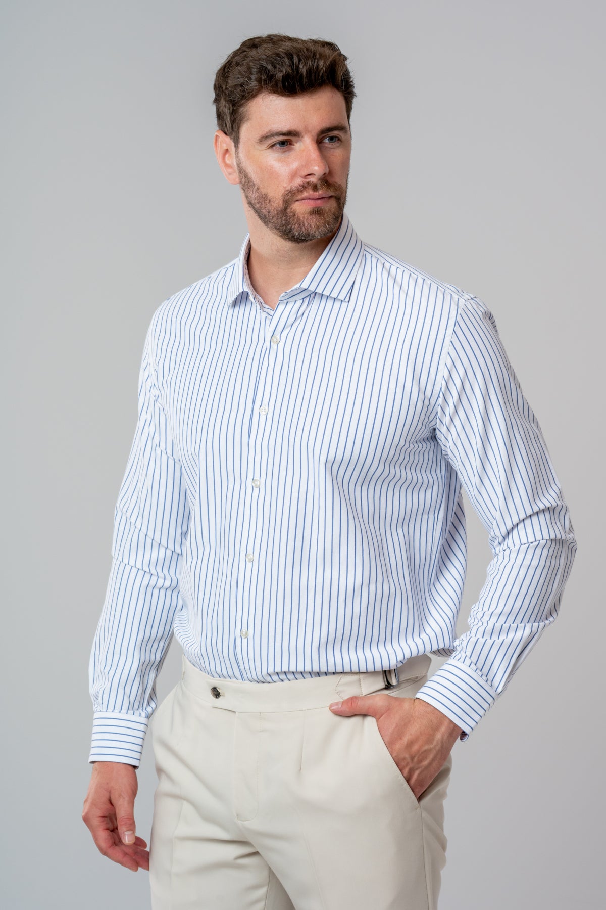 CAMASA SLIM FIT TWN - Alb
