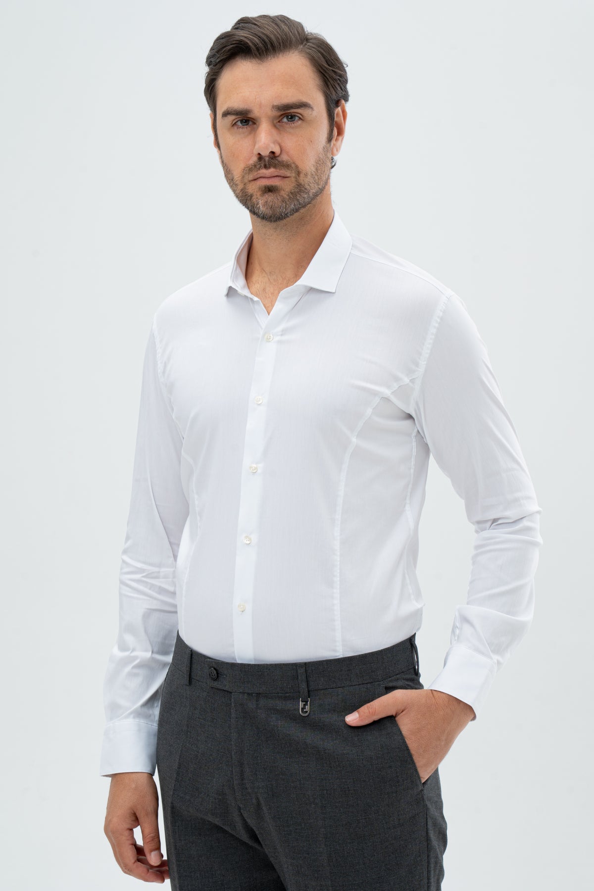 CAMASA SLIM FIT TWN - Alb