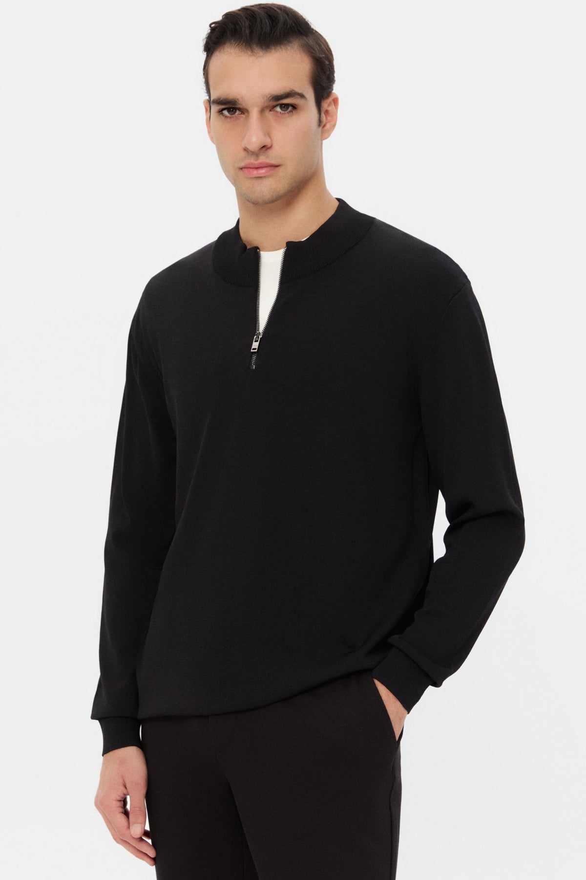 PULOVER SLIM FIT TWN - Negru
