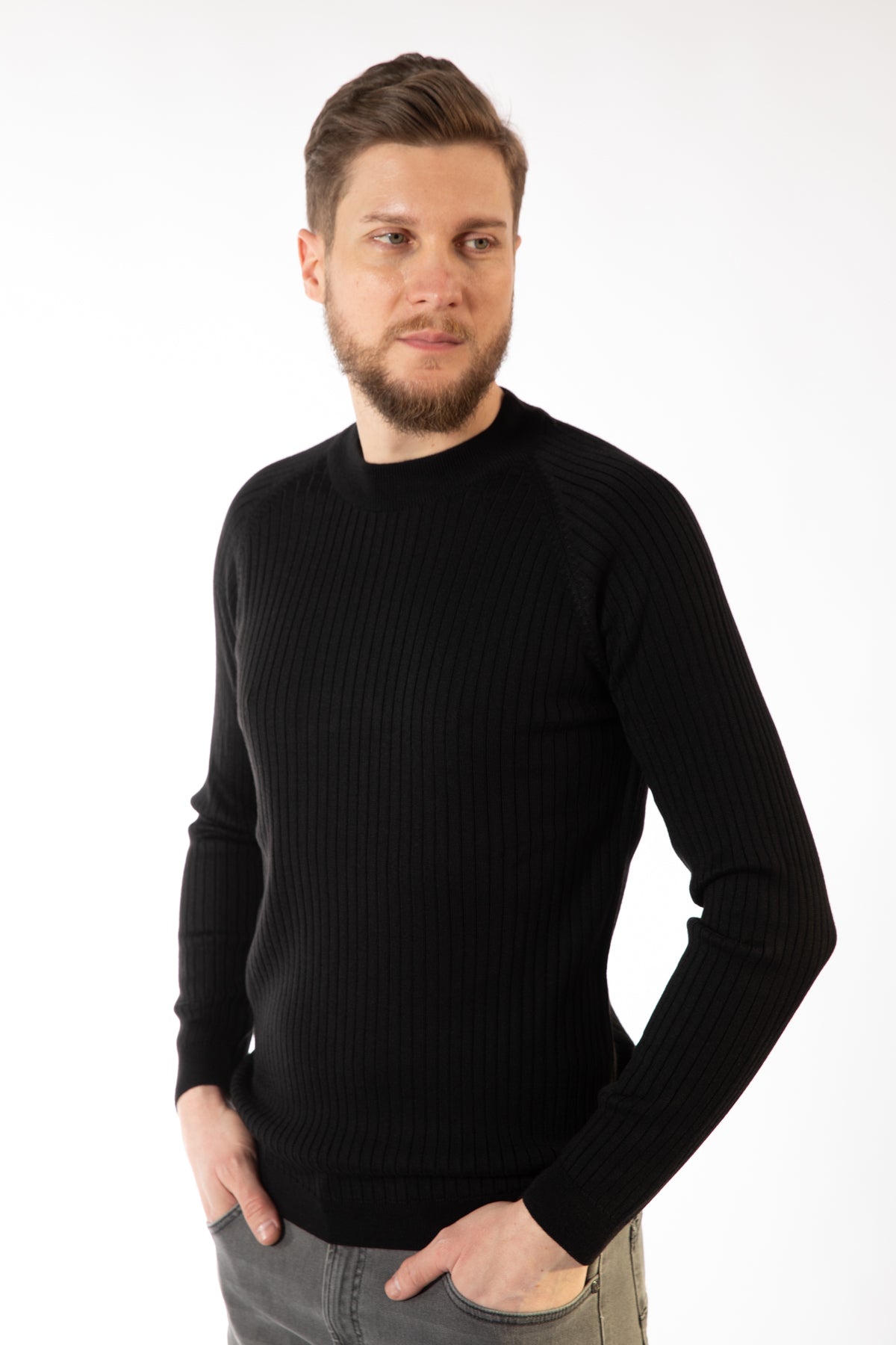 PULOVER SLIM FIT TWN - Negru