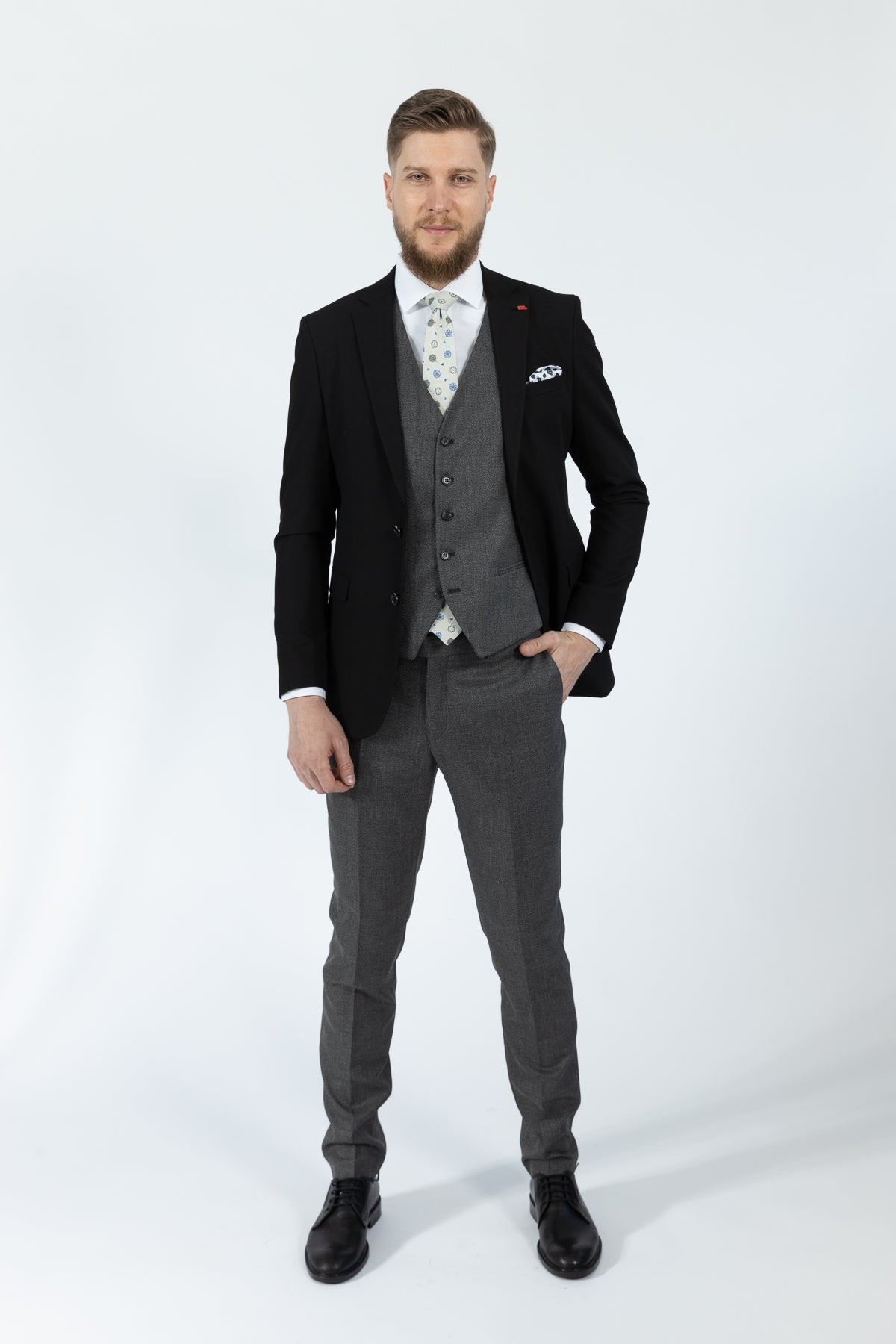 COSTUM CU VESTA SLIM FIT TWN - Negru