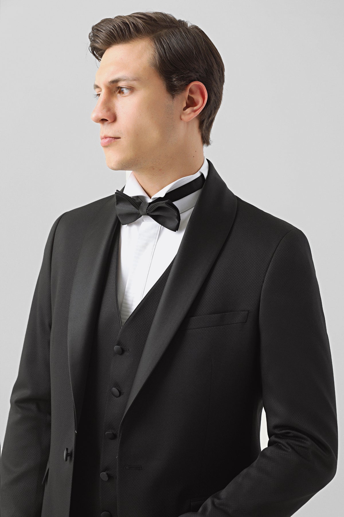 COSTUM CEREMONIE CU VESTA SLIM FIT TWN - Negru