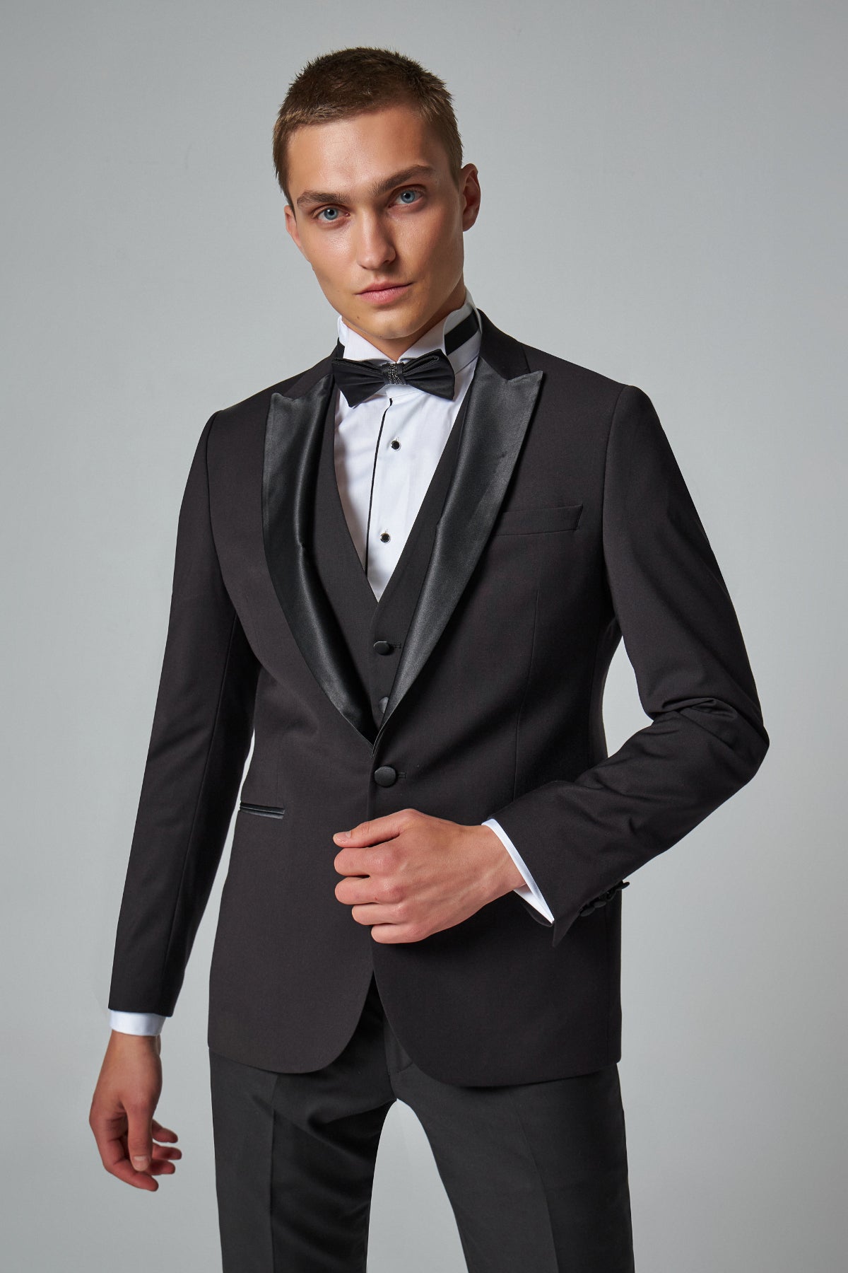 COSTUM CEREMONIE CU VESTA SLIM FIT TWN  - Negru