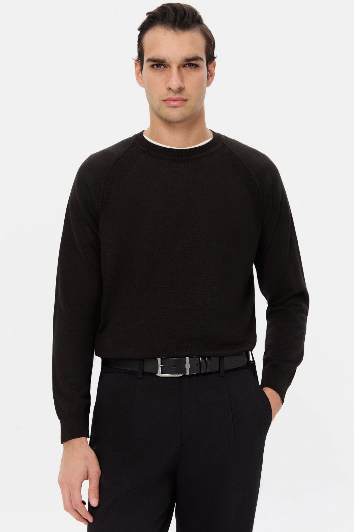 PULOVER SLIM FIT TWN - Negru