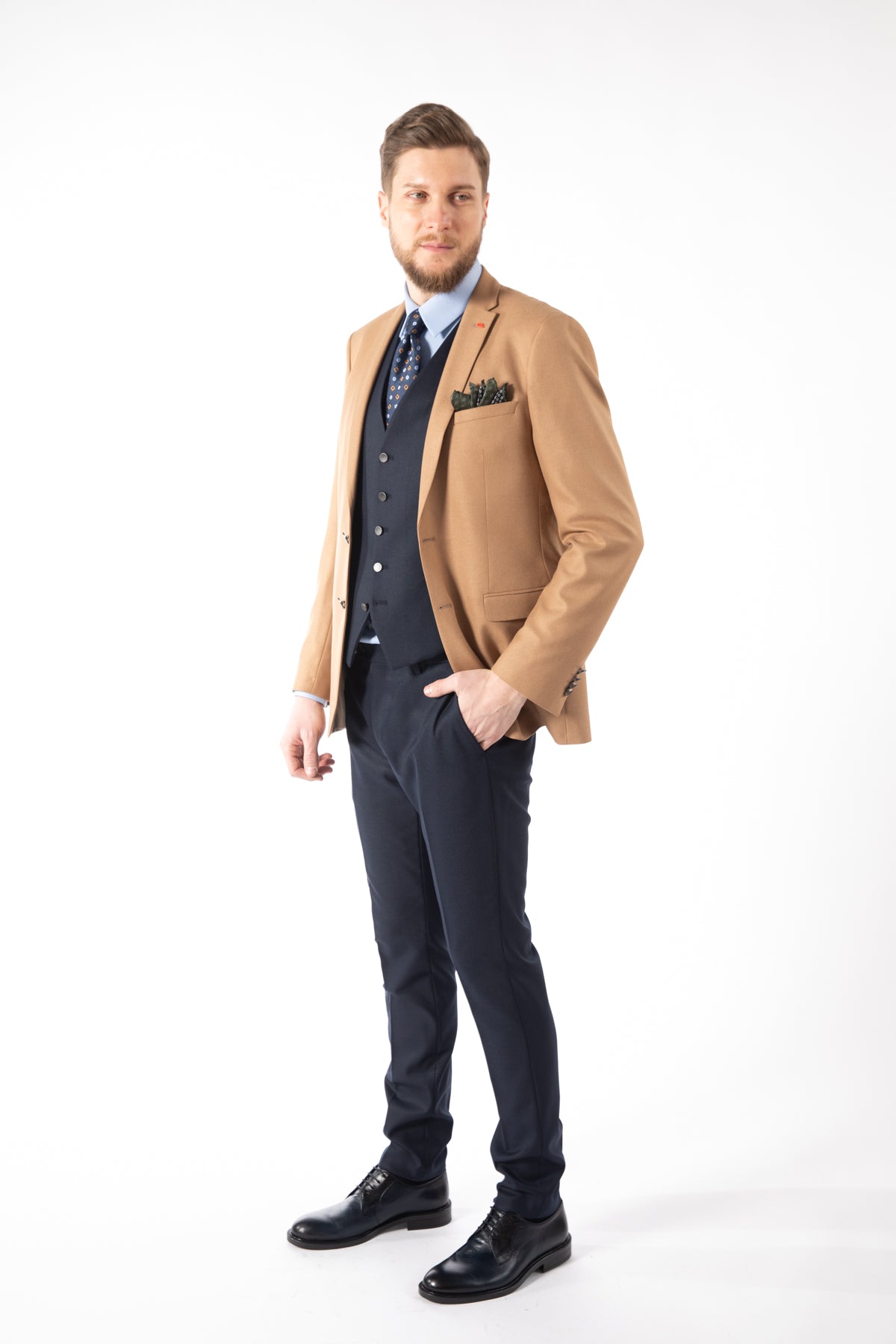 COSTUM SLIM FIT TWN - Cămil