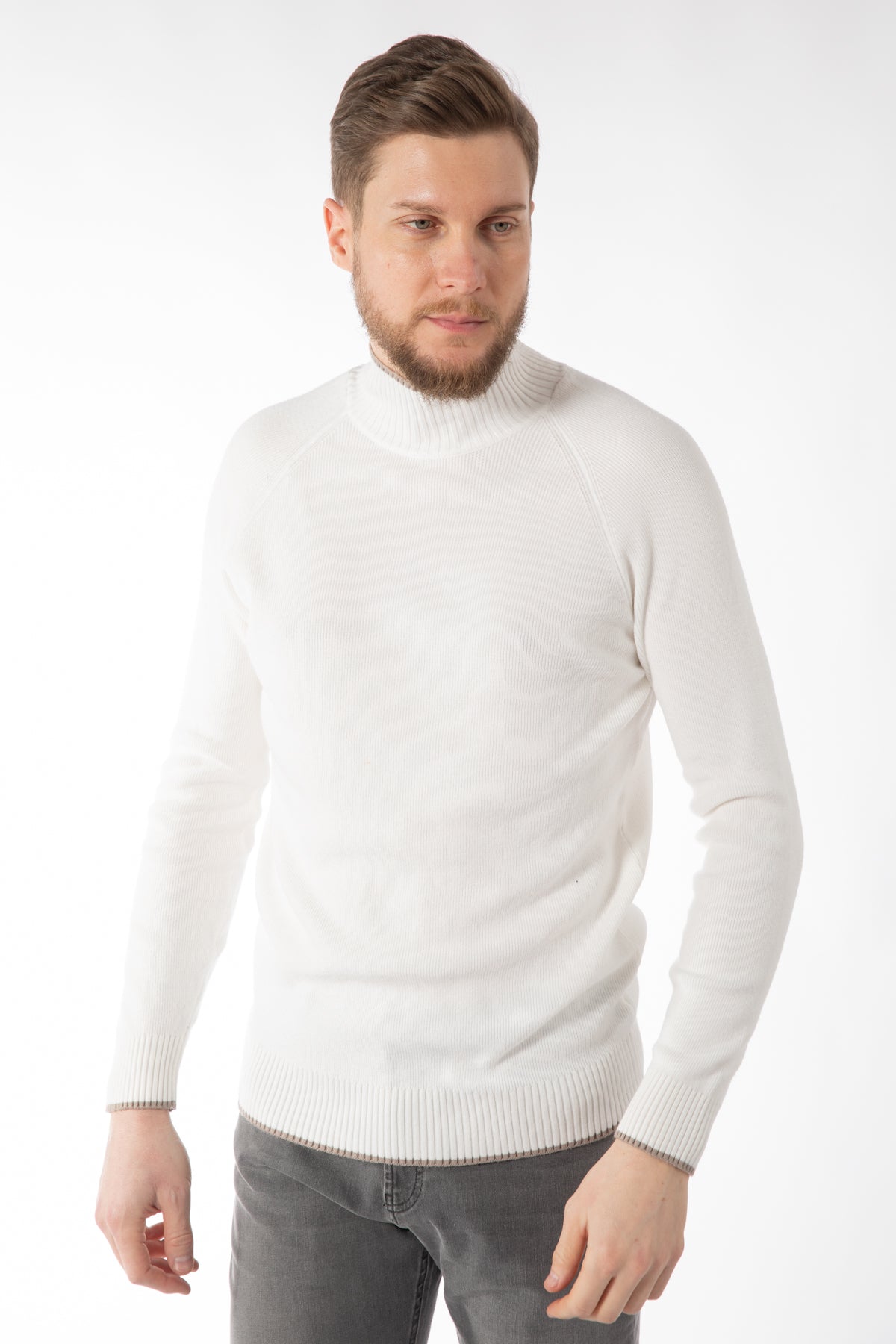 PULOVER SLIM FIT TWN - Ecru