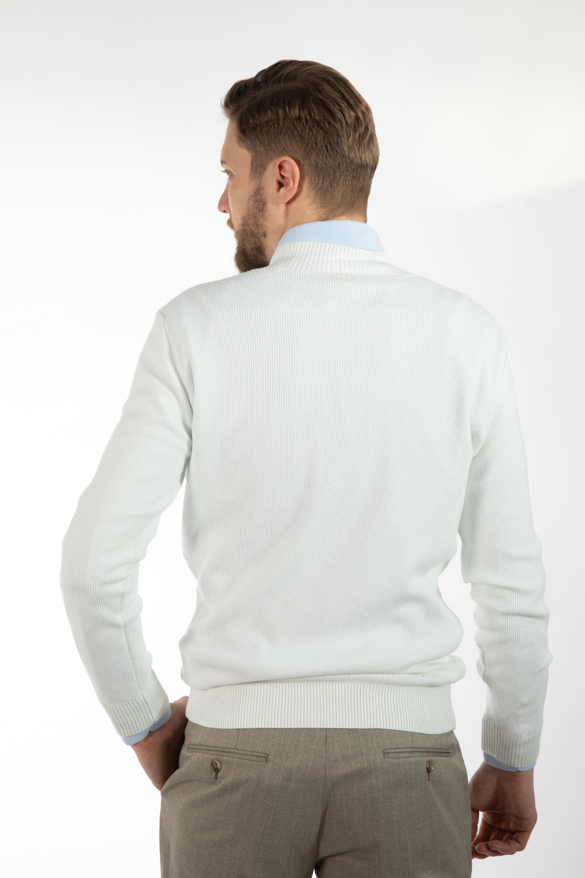 PULOVER SLIM FIT TWN - Ecru
