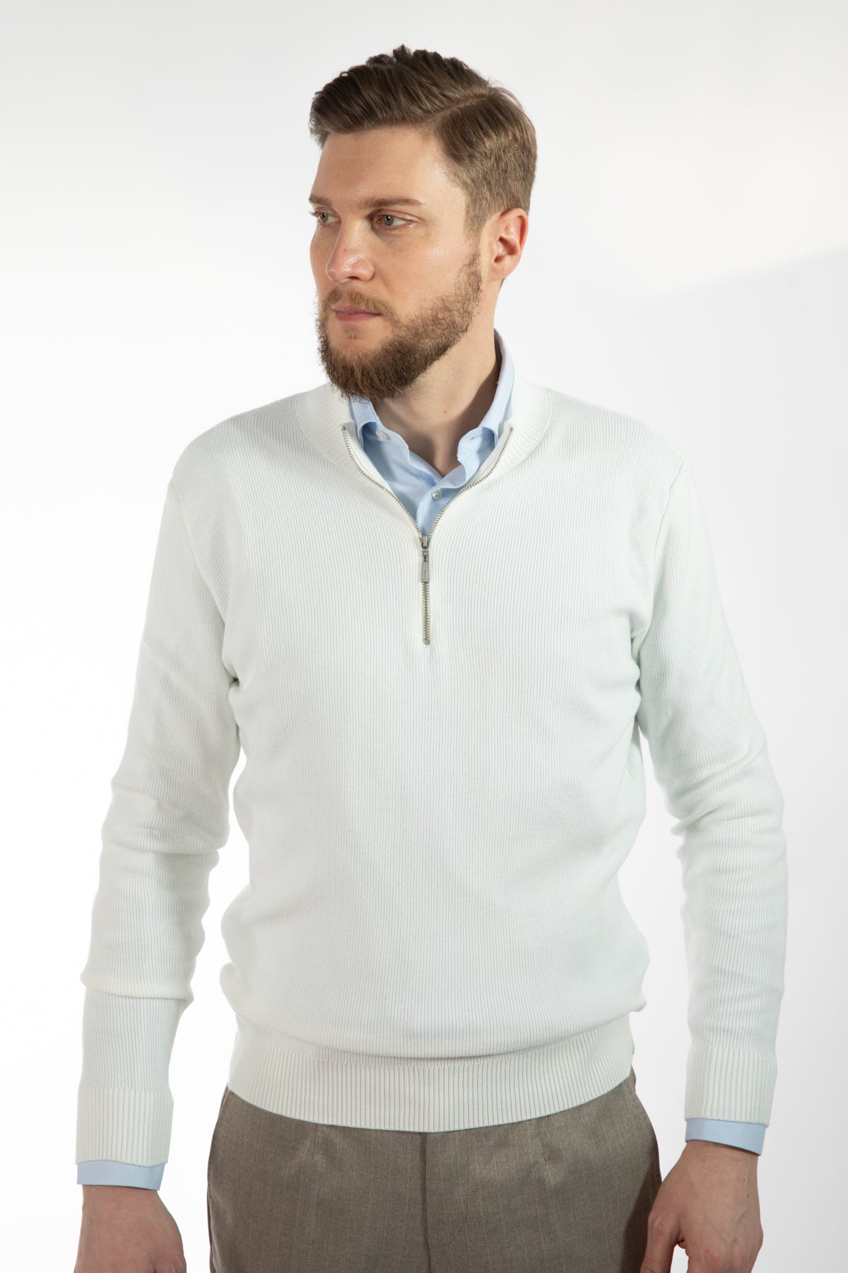 PULOVER SLIM FIT TWN - Ecru