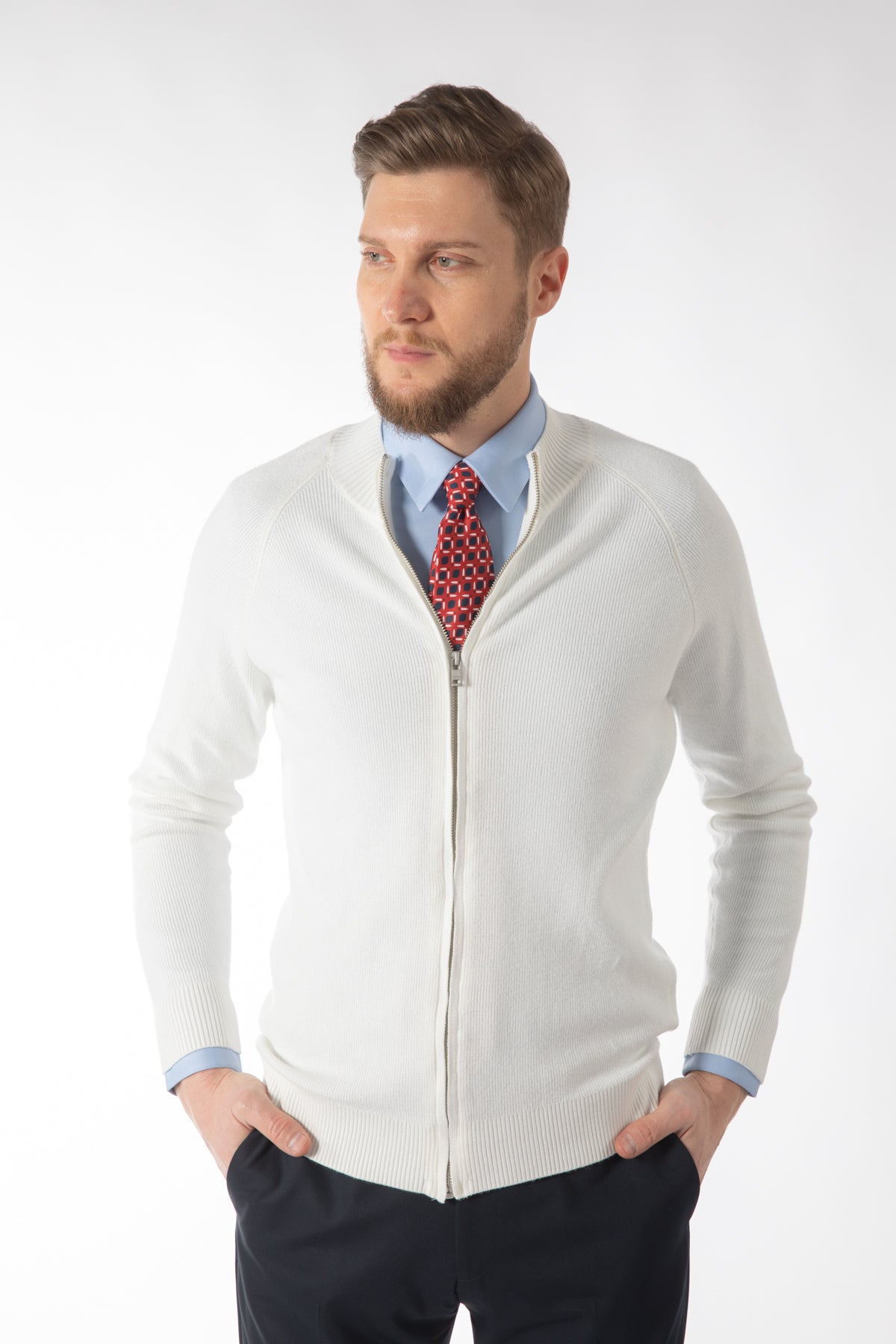 PULOVER SLIM FIT TWN - Ecru